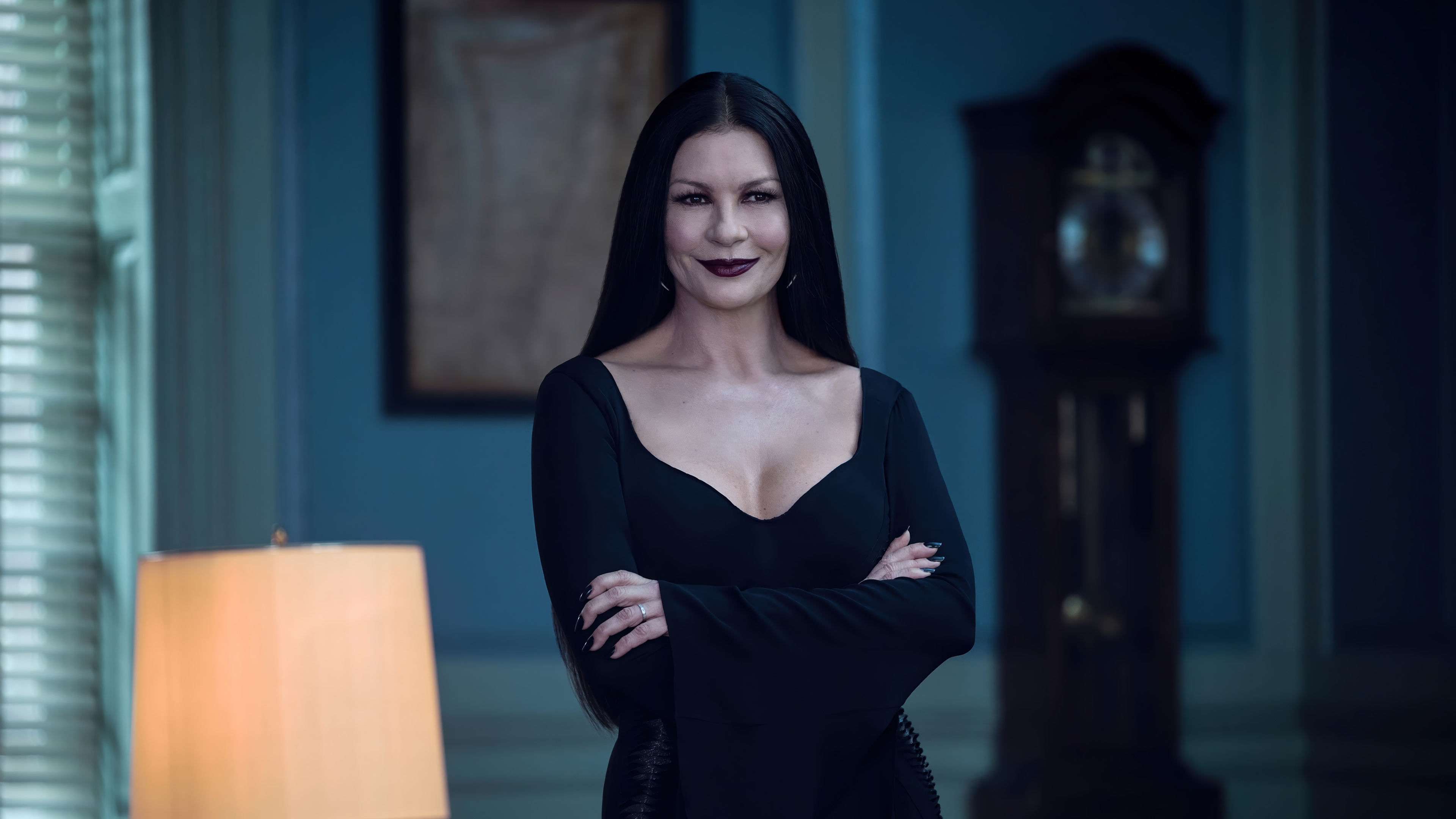 Catherine Zeta-Jones as Morticia Addams in 4K HD Wallpaper