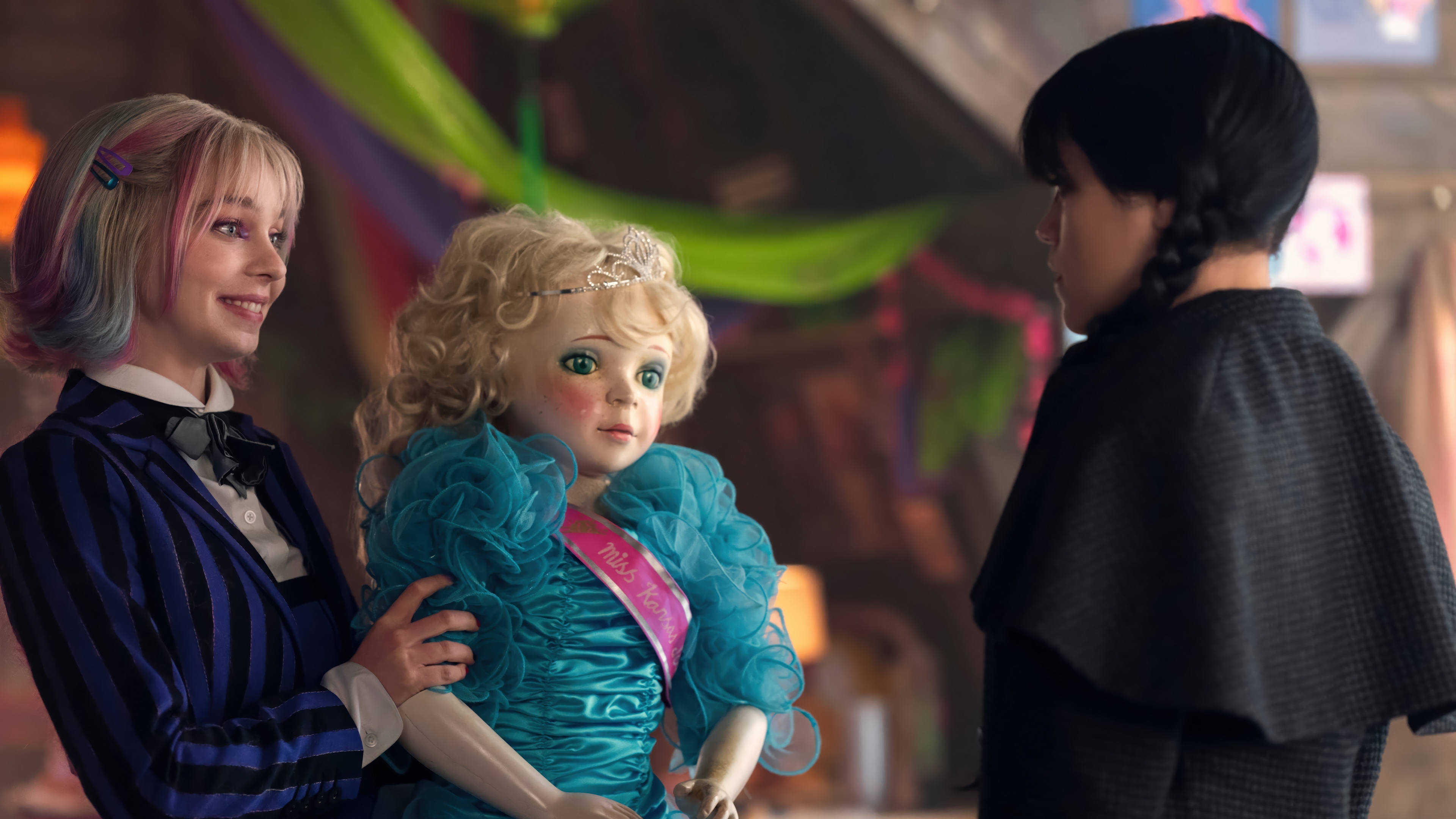 Enid Sinclair and Wednesday Addams with a doll HD Wallpaper
