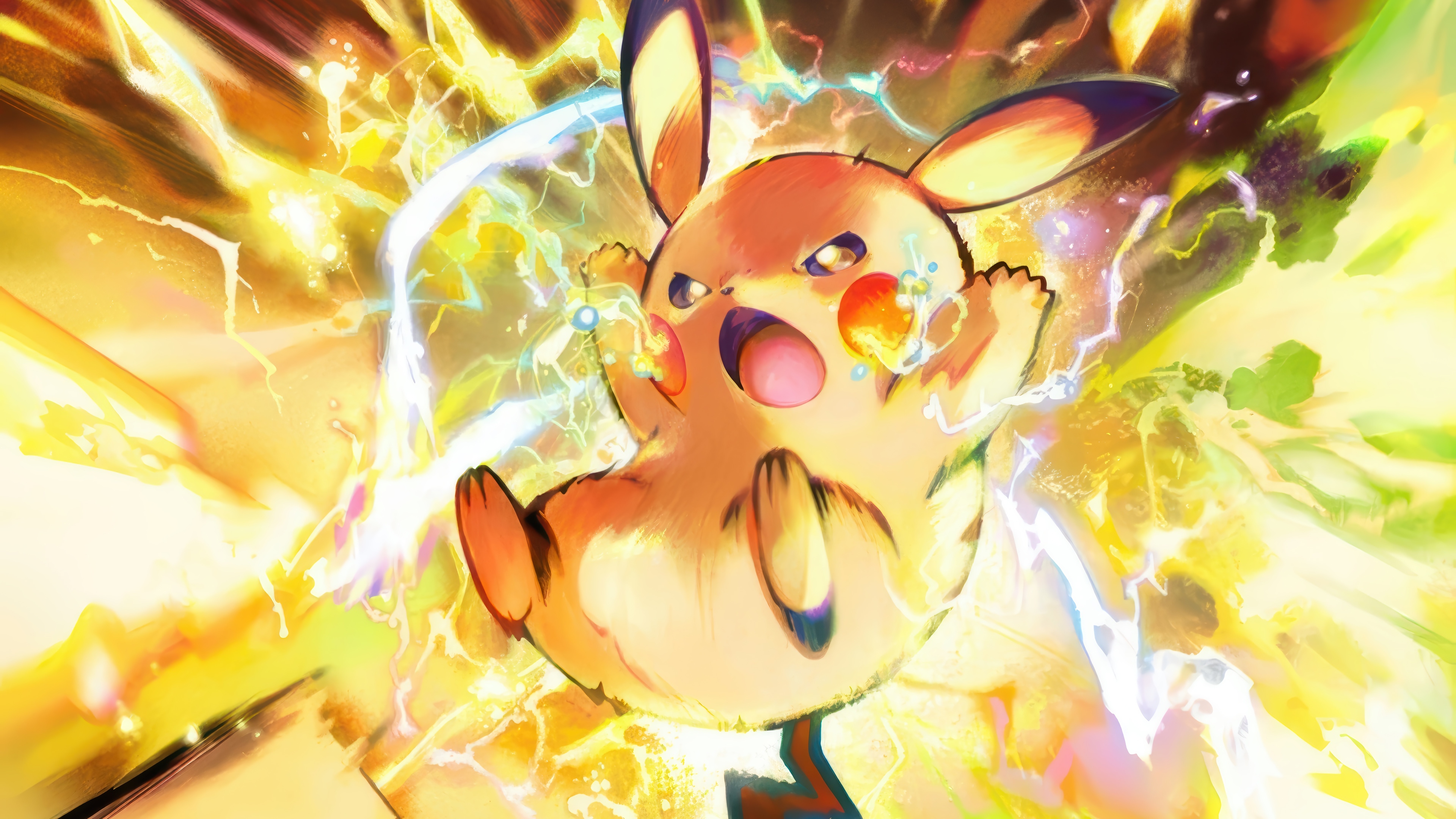 Pikachu Unleashing Thunderbolt in 4K HD Wallpaper