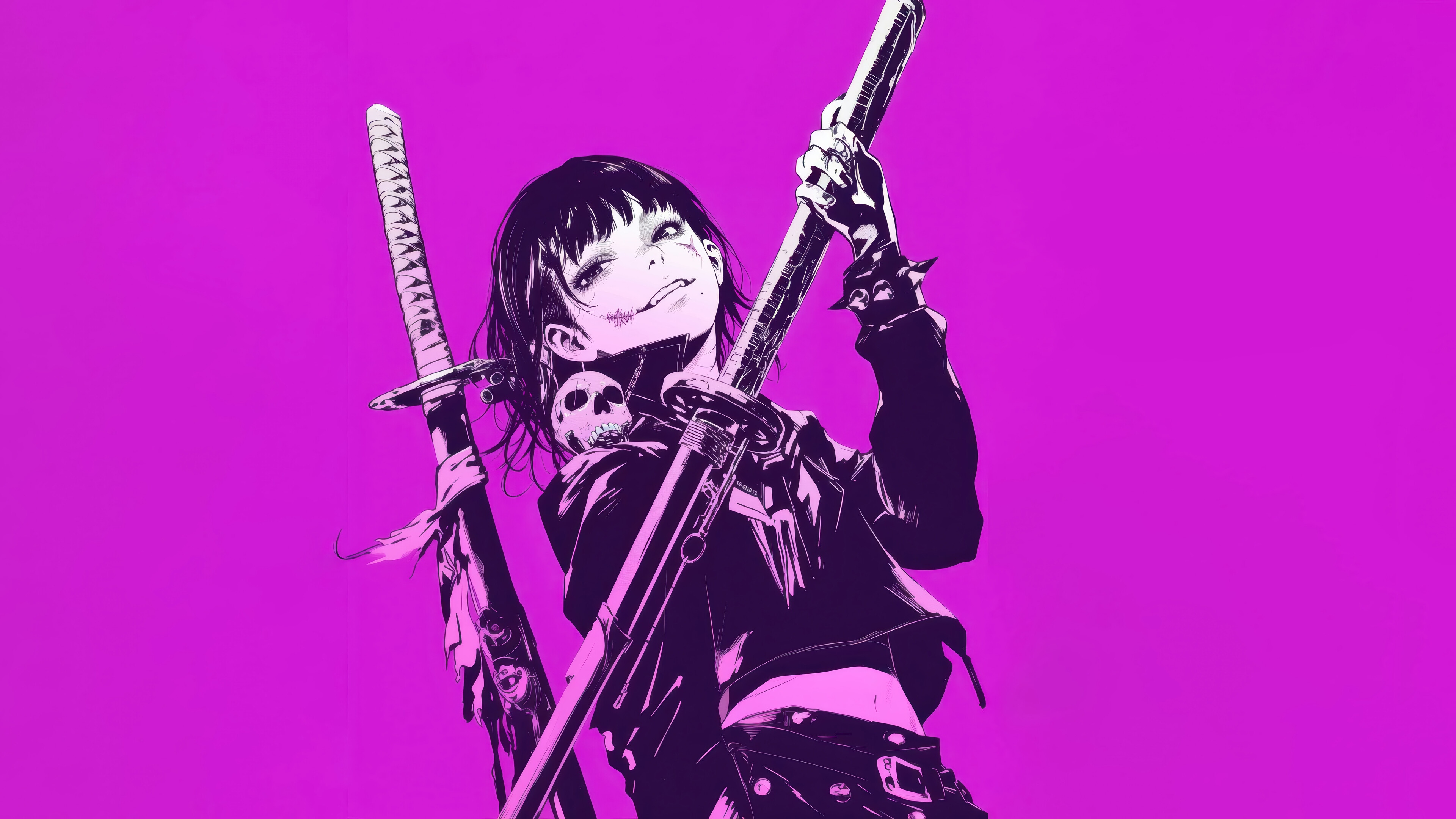 Anime Girl with Swords 4K HD Wallpaper