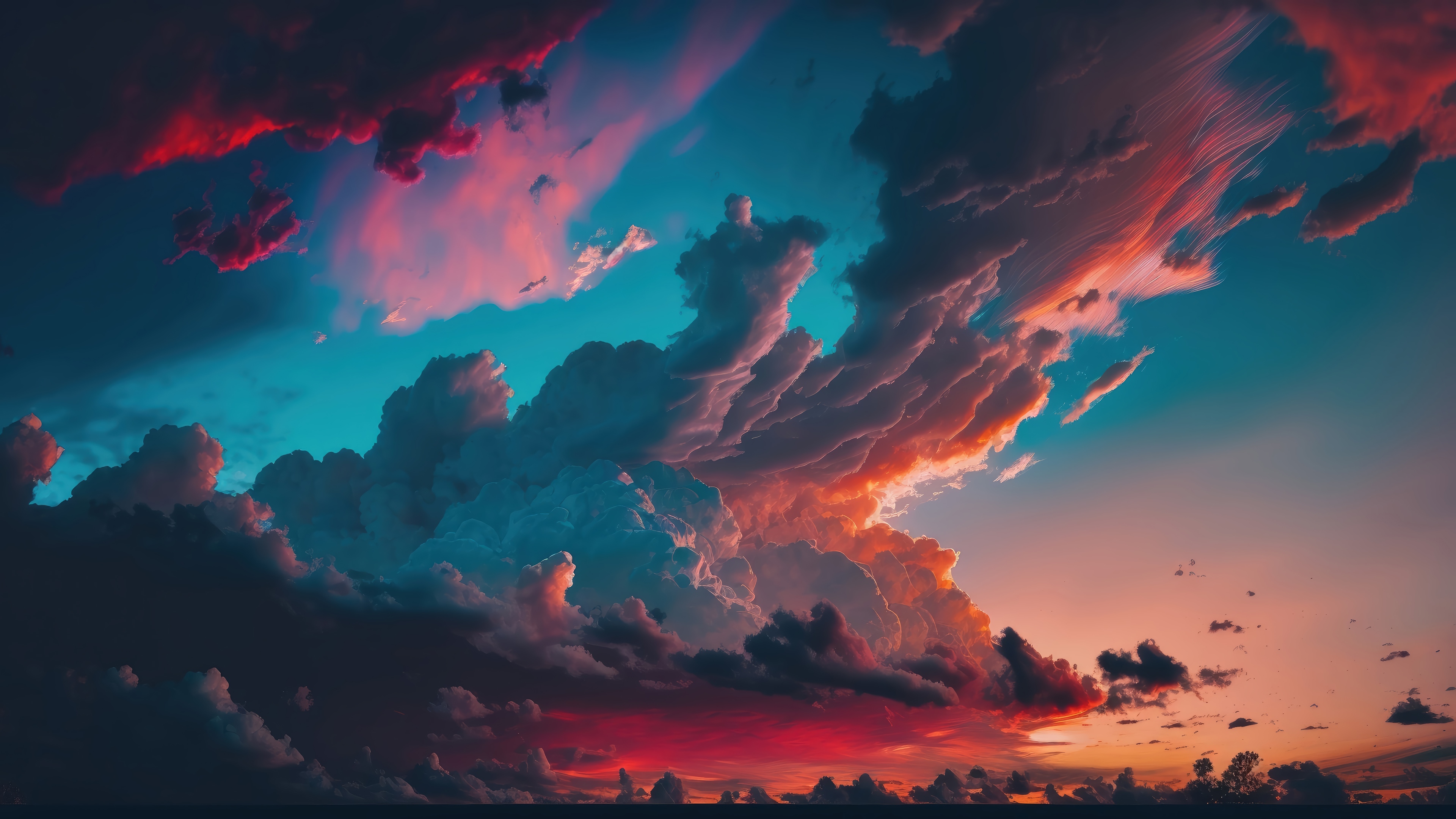 Sunset Clouds Scenery 4K HD Wallpaper