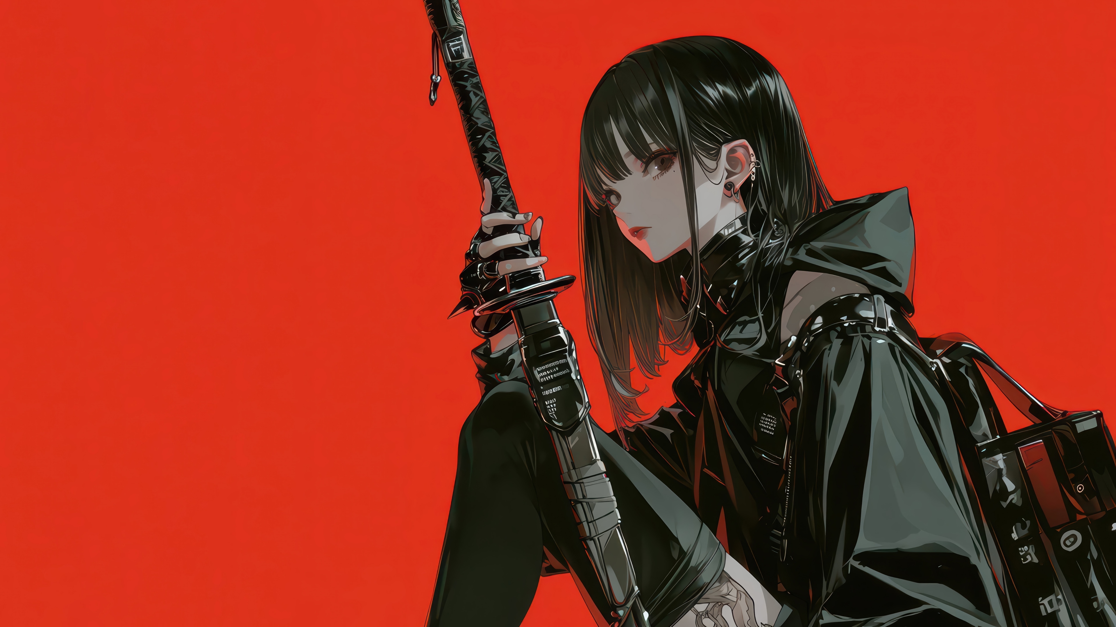 Anime Girl with Katana 4K HD Wallpaper