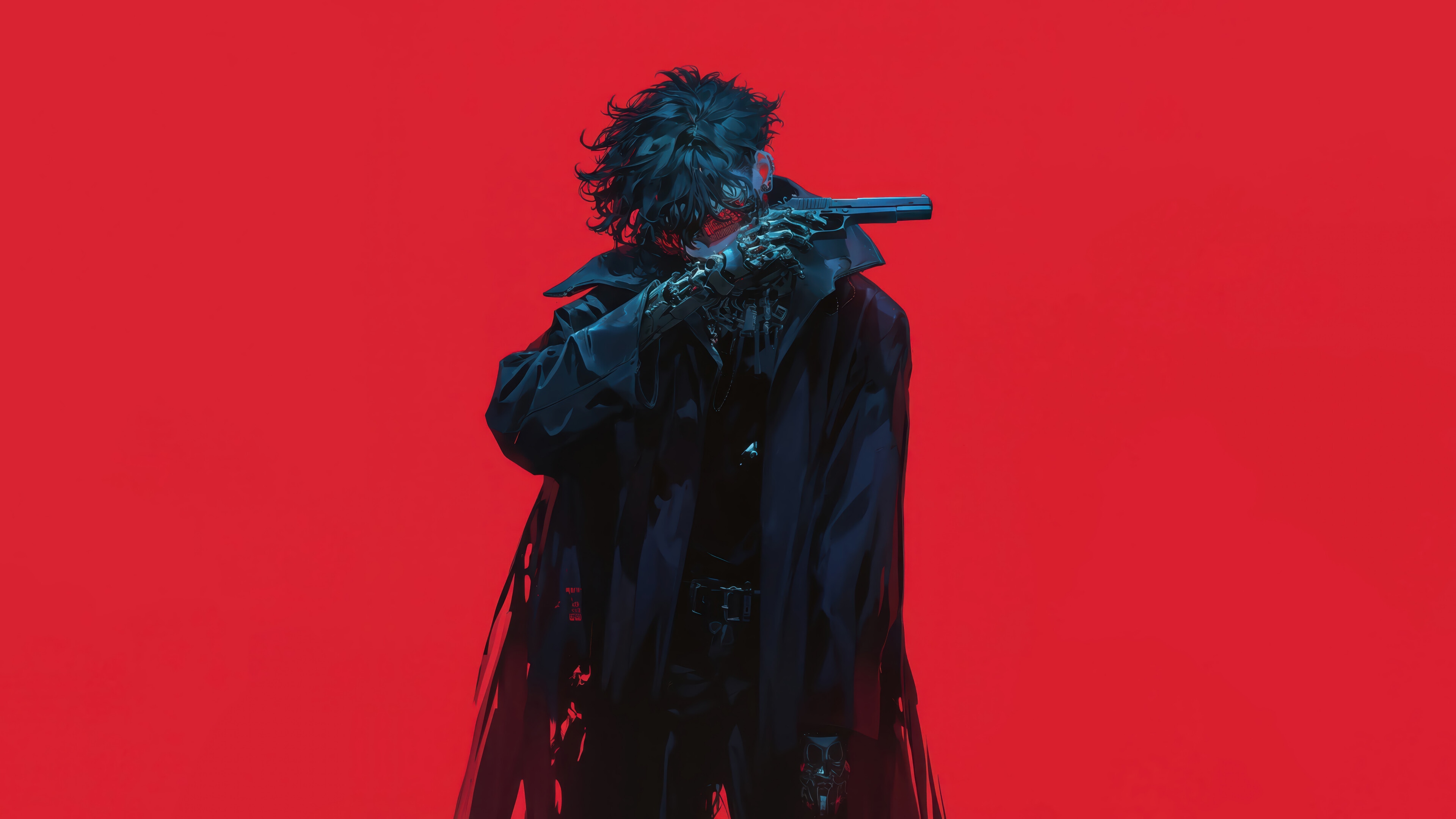 Cyberpunk anime boy with gun HD Wallpaper
