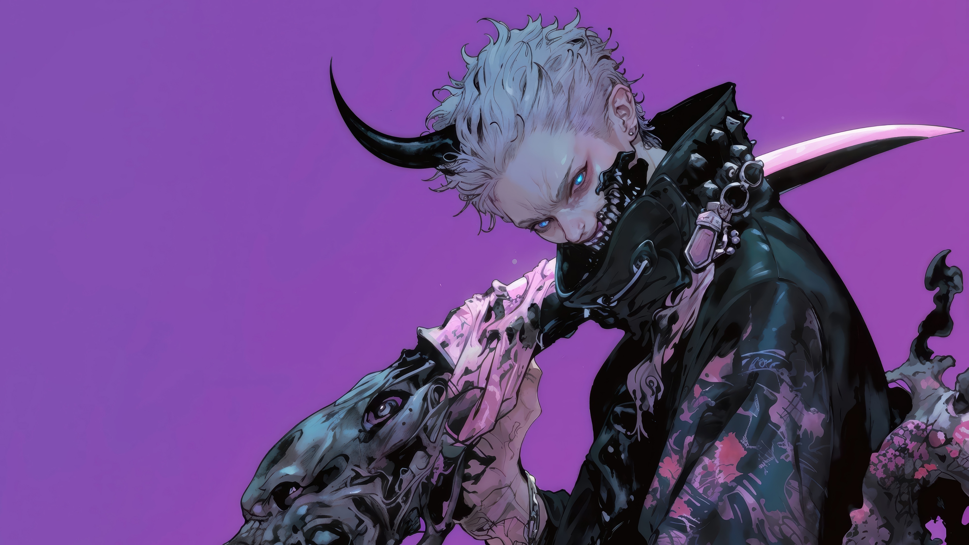 Demon Boy with Horns and Sword 4K HD Wallpaper