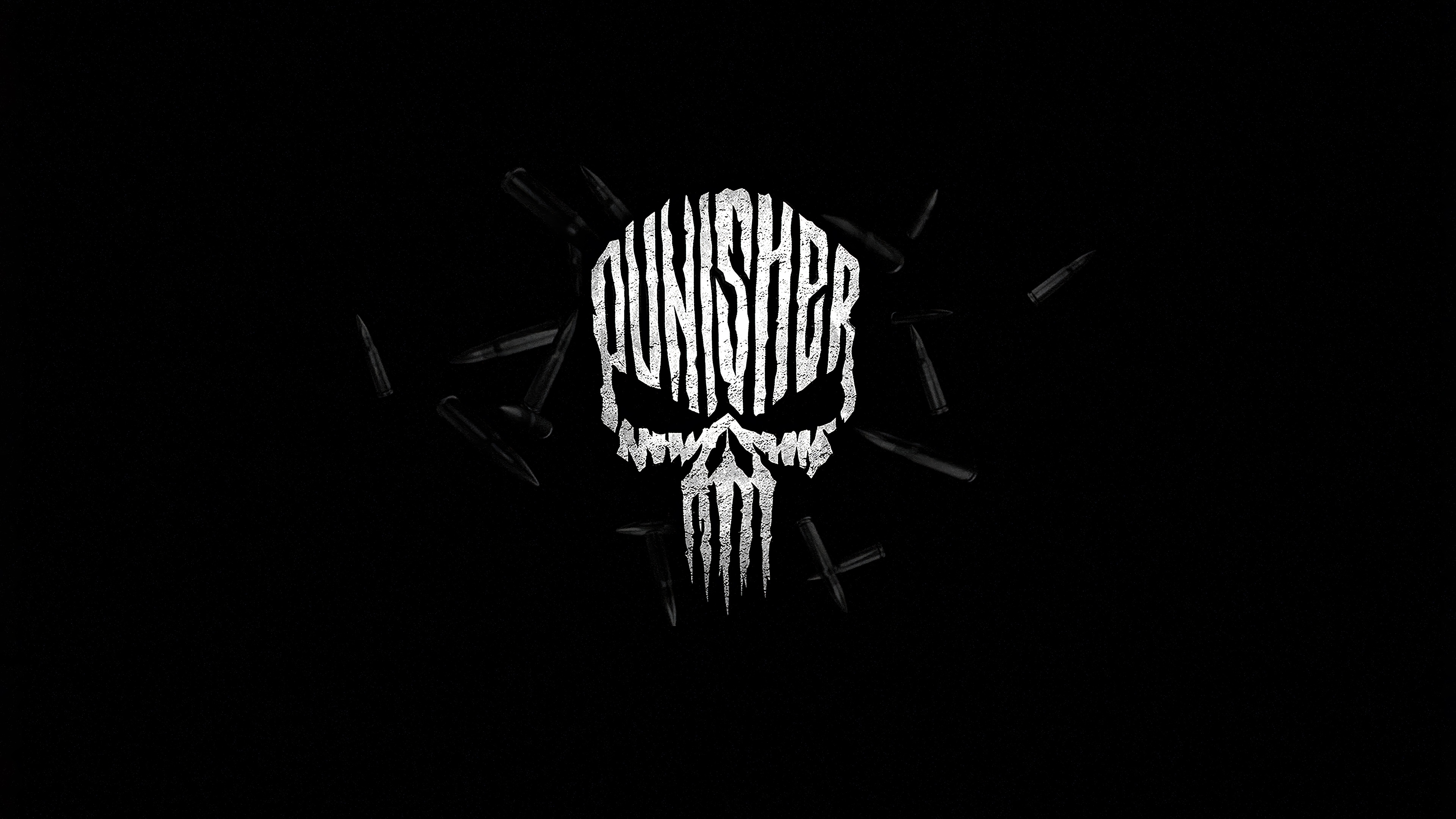 The Punisher Skull Logo with Bullets 4K HD Wallpaper