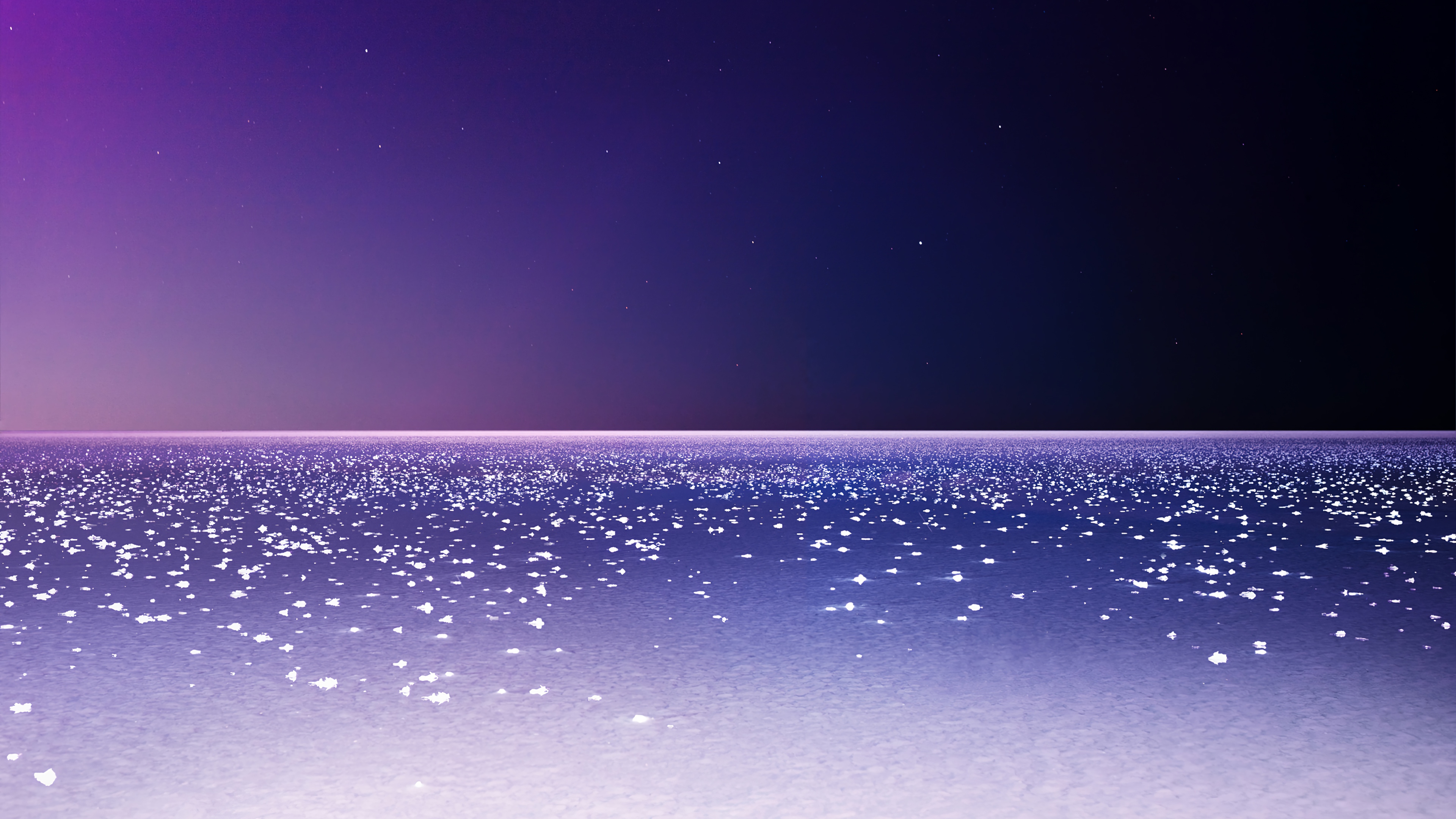 Purple Night Sky Over a Sparkling Lake 4K HD Wallpaper