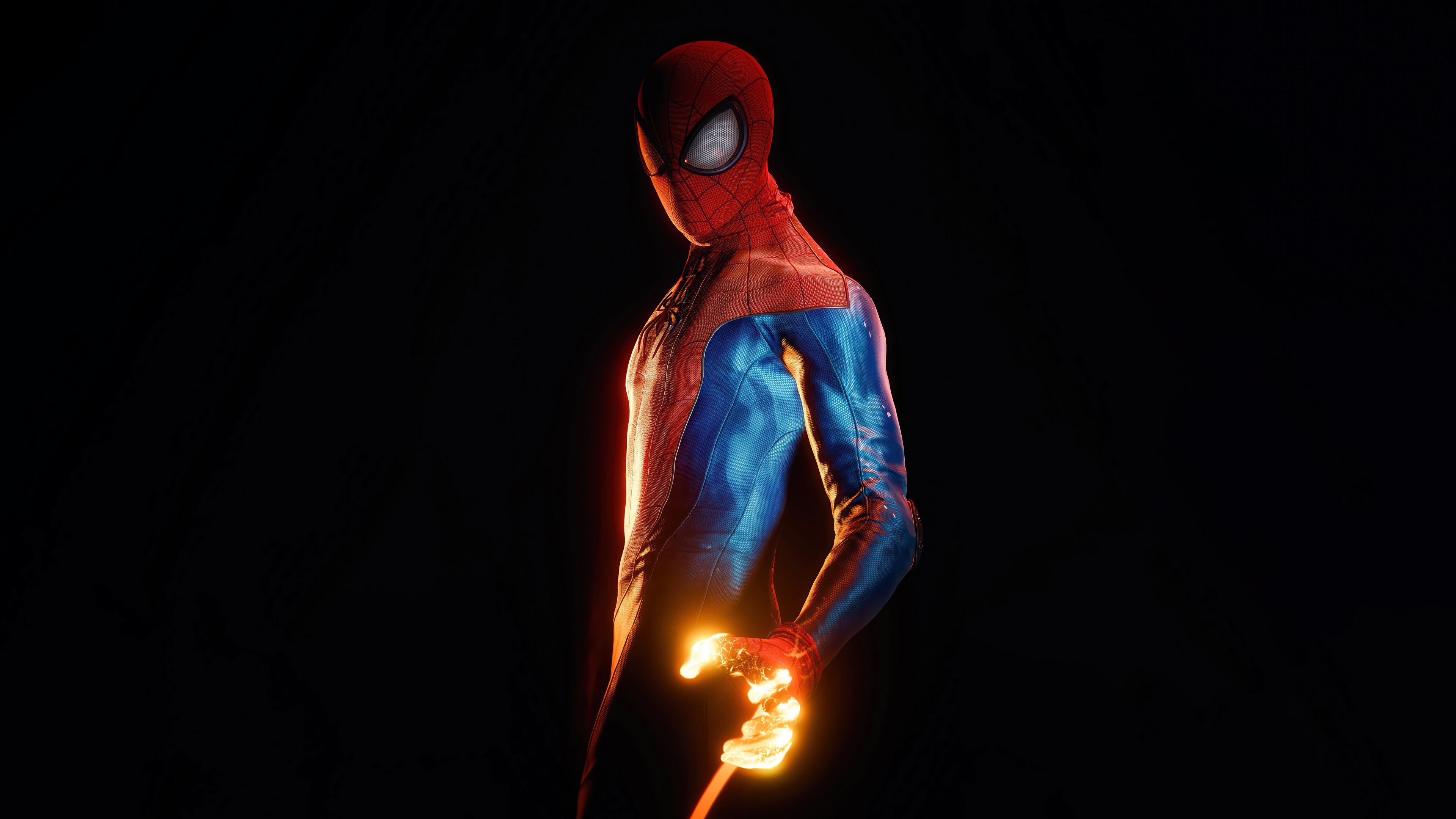 Spider-Man in 4K with glowing hands HD Wallpaper