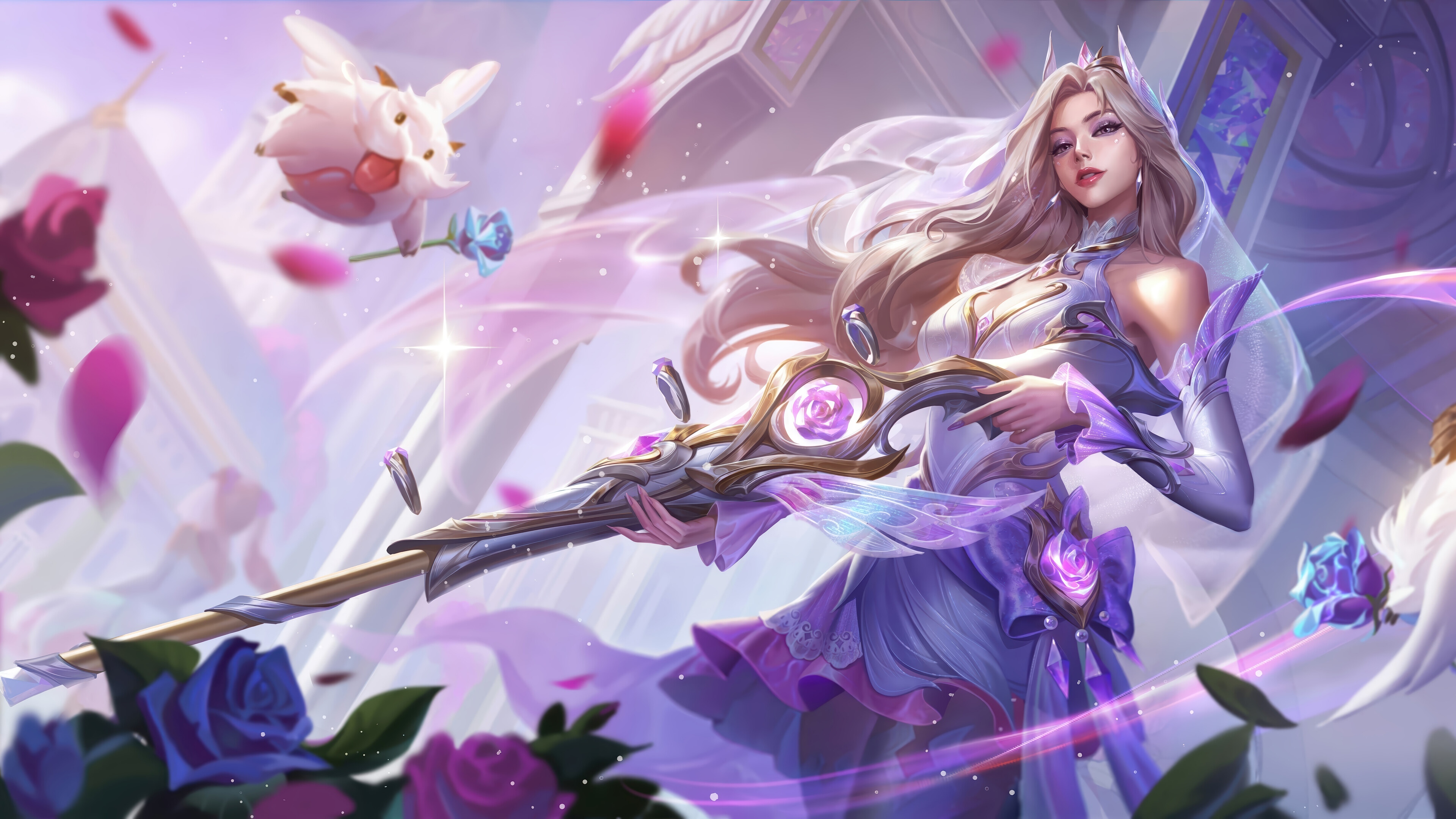 Crystal Rose Caitlyn in League of Legends Splash Art 4K HD Wallpaper