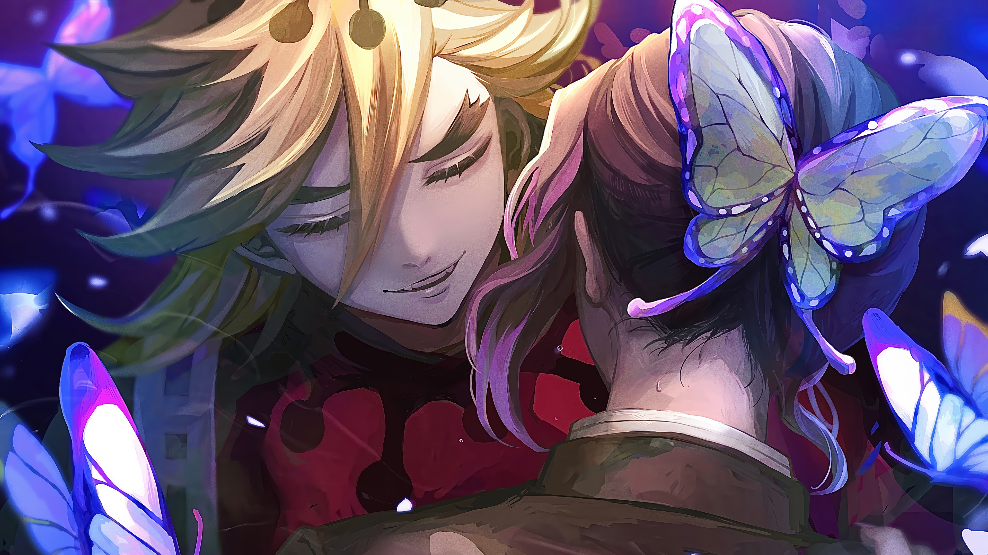 Demon Slayer: Doma and Shinobu Kocho 4K HD Wallpaper