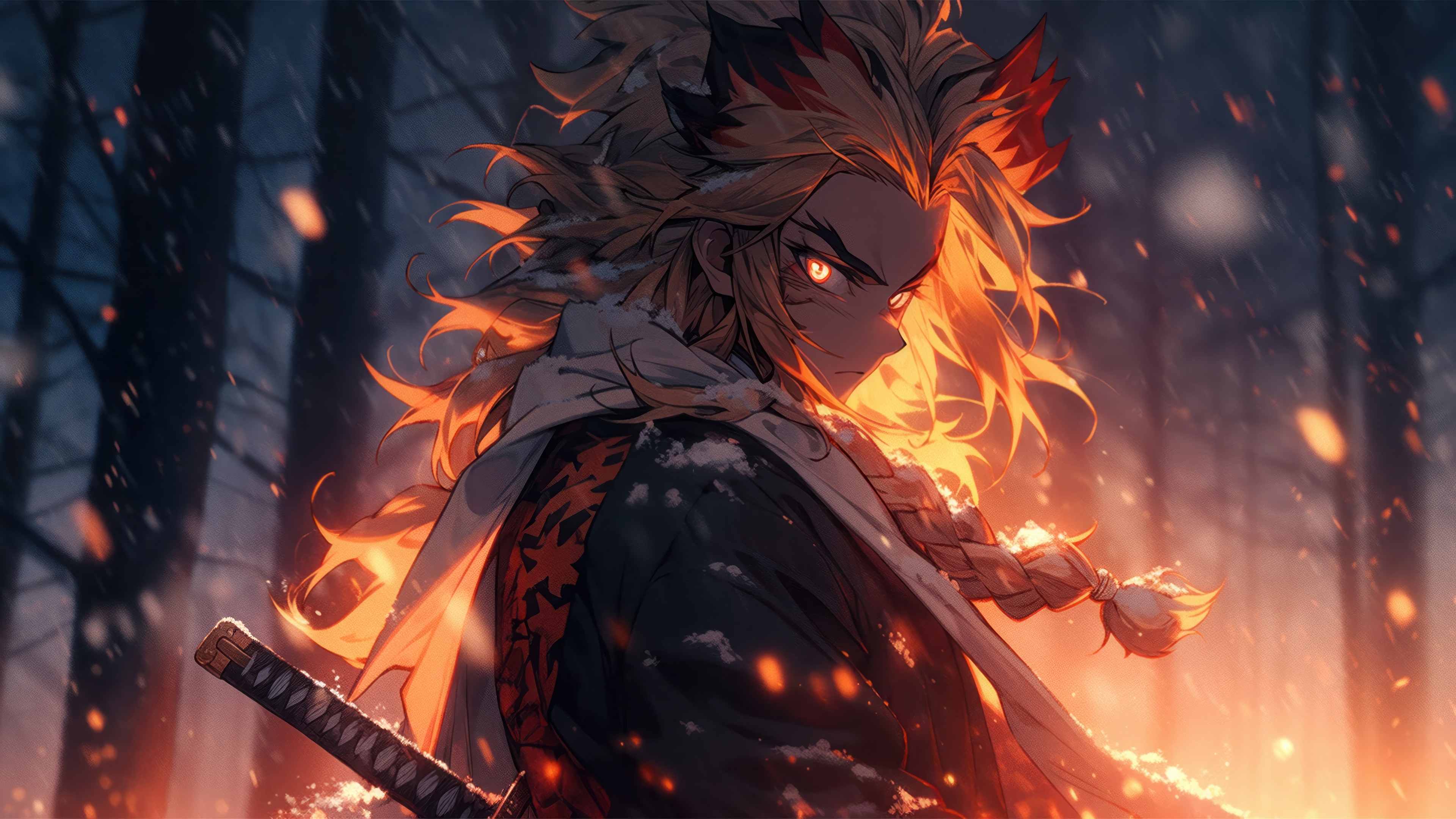 Kyojuro Rengoku from Demon Slayer Kimetsu no Yaiba 4K HD Wallpaper