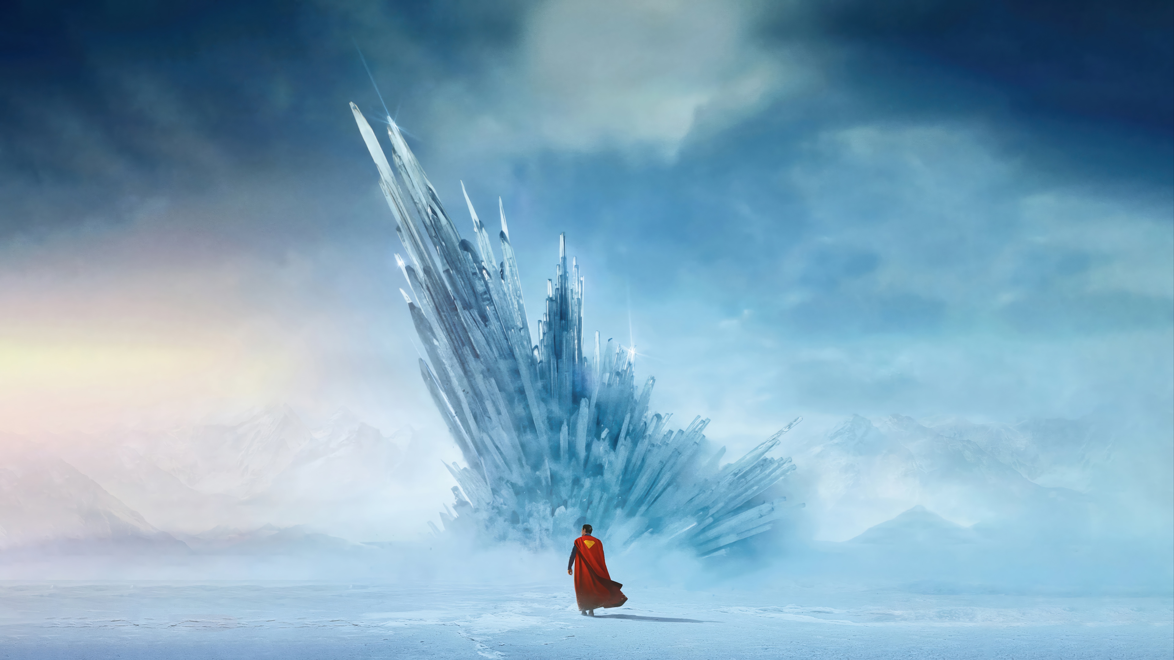 Superman in front of the Fortress of Solitude HD Wallpaper