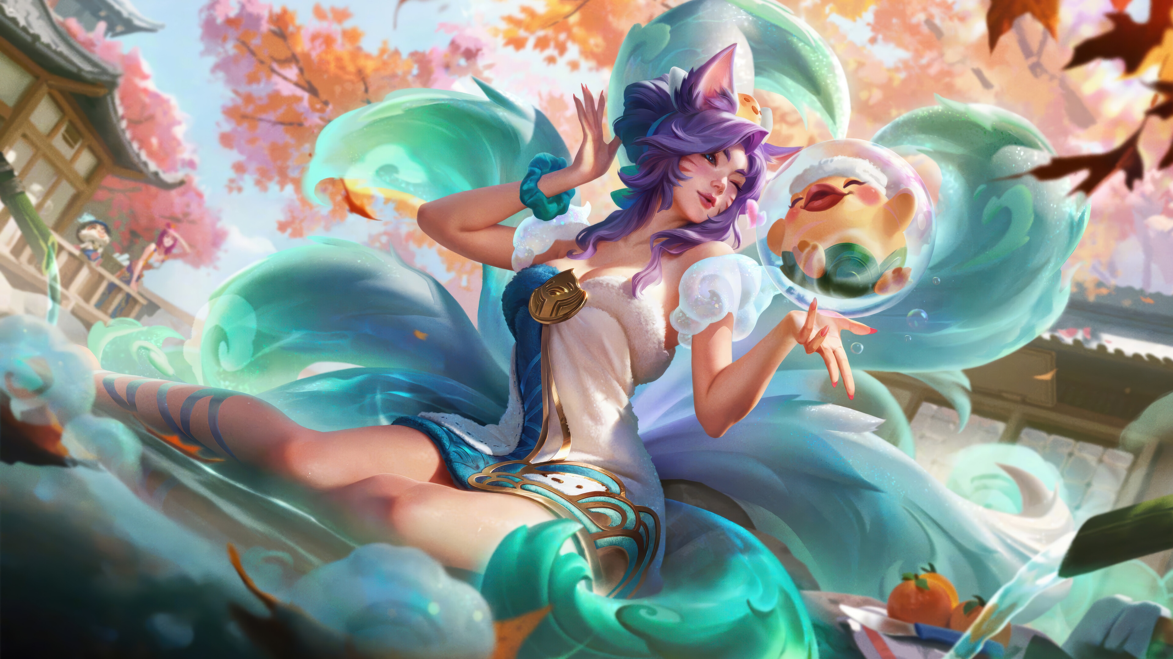 Ahri from League of Legends in Spirit Blossom Springs 4K HD Wallpaper