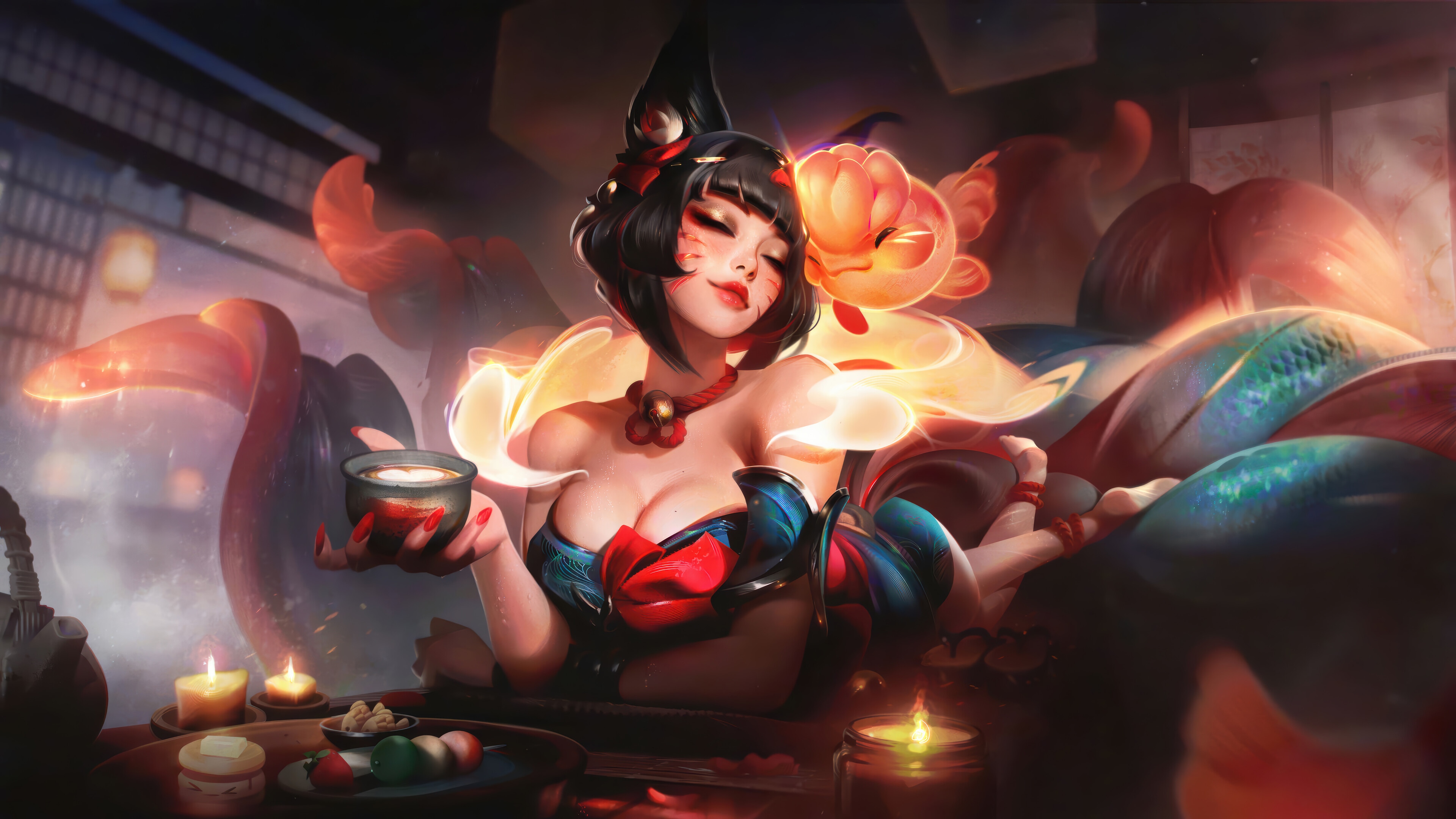 Spirit Blossom Ahri from League of Legends 4K HD Wallpaper