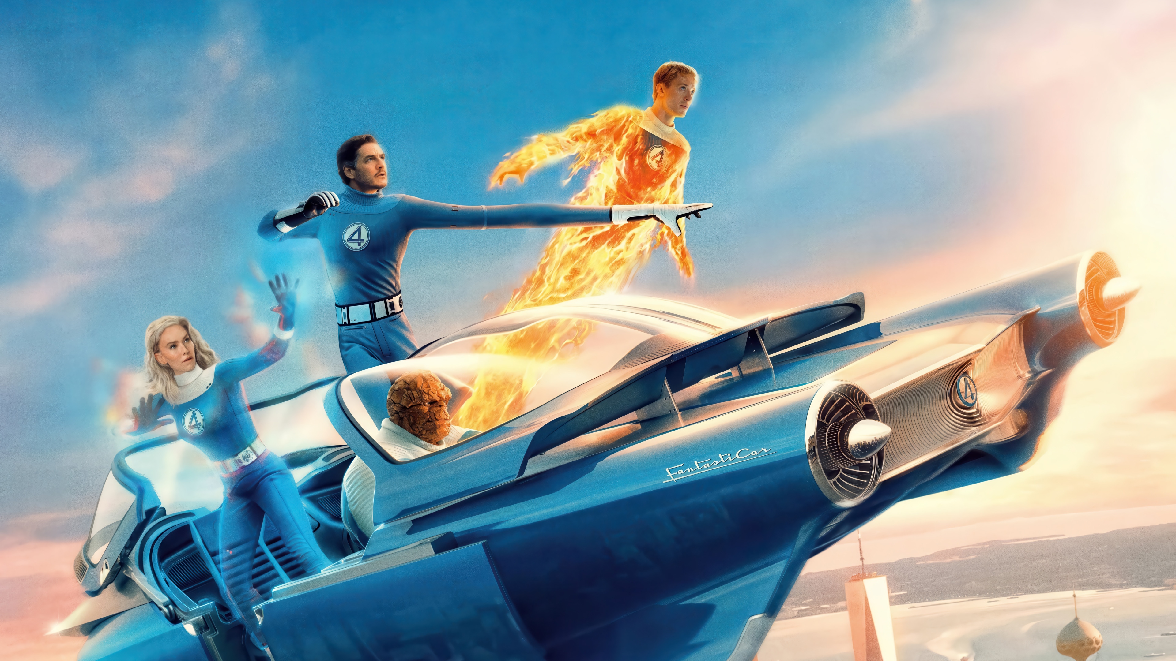 The Fantastic Four in the Fantastic Car HD Wallpaper