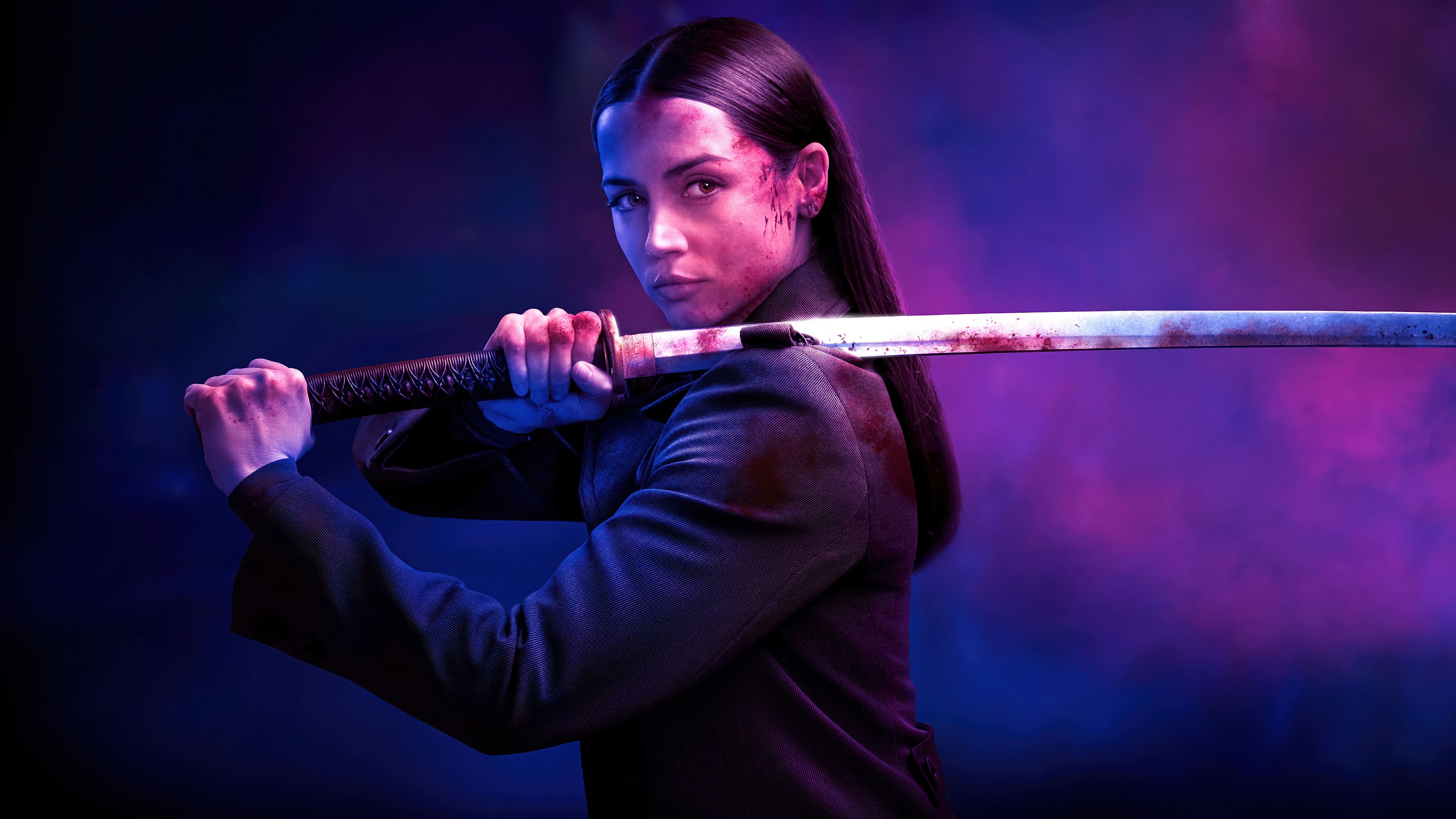 Ana de Armas with a Katana HD Wallpaper
