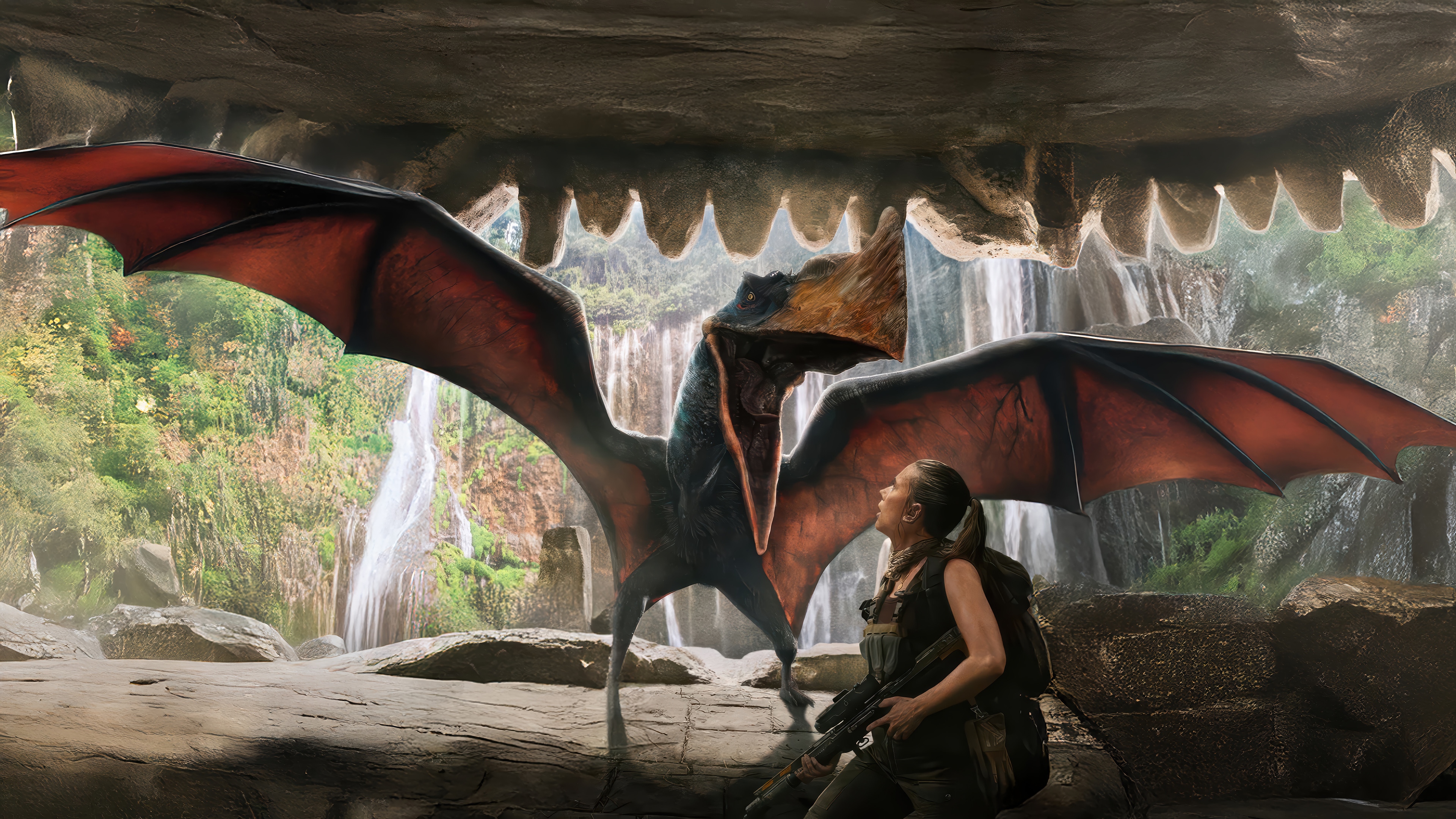 Jurassic World Rebirth Pterodactyl Encounter 4K HD Wallpaper