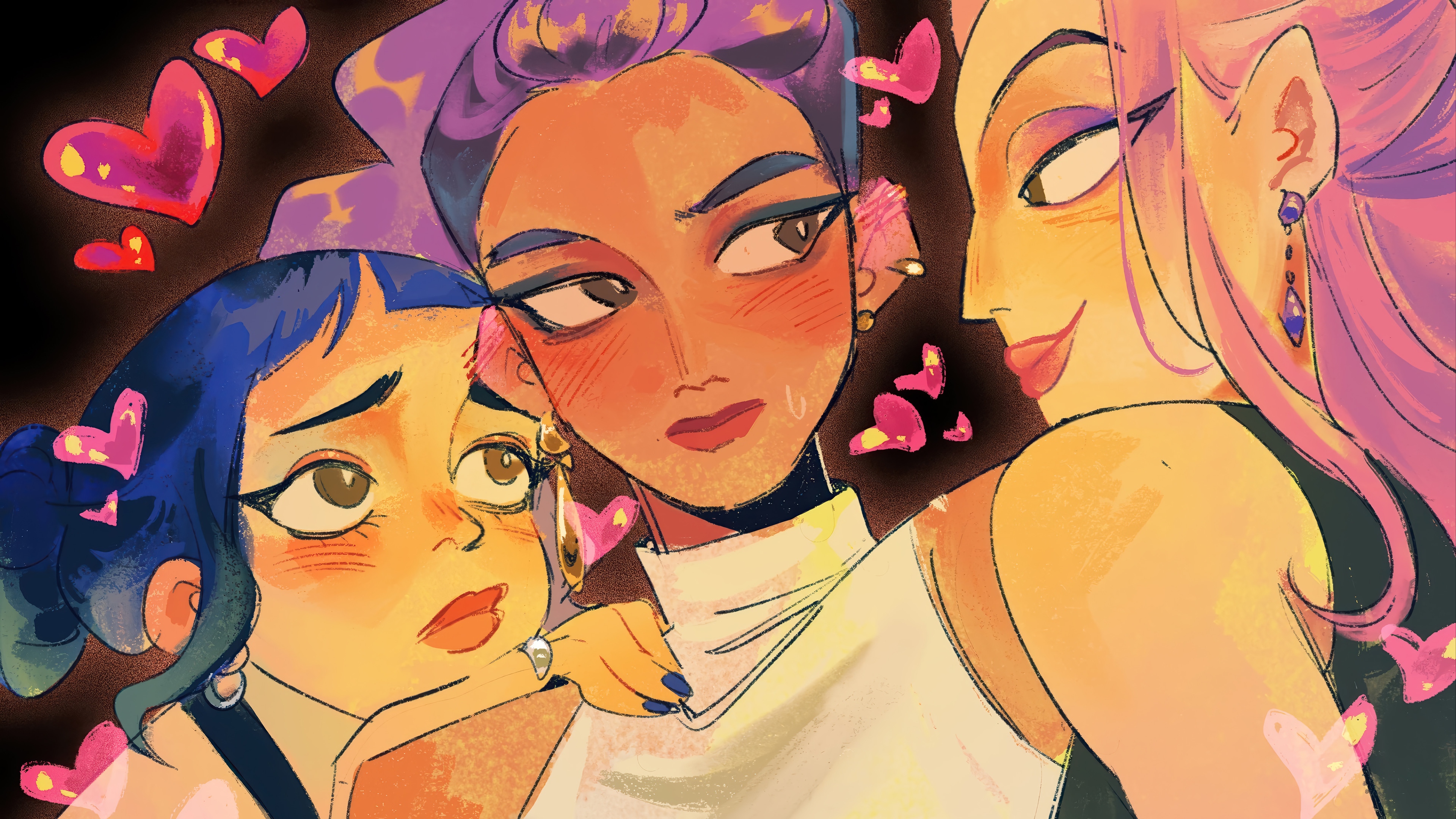 Rumi, Mira, and Zoey from HUNTR/X HD Wallpaper