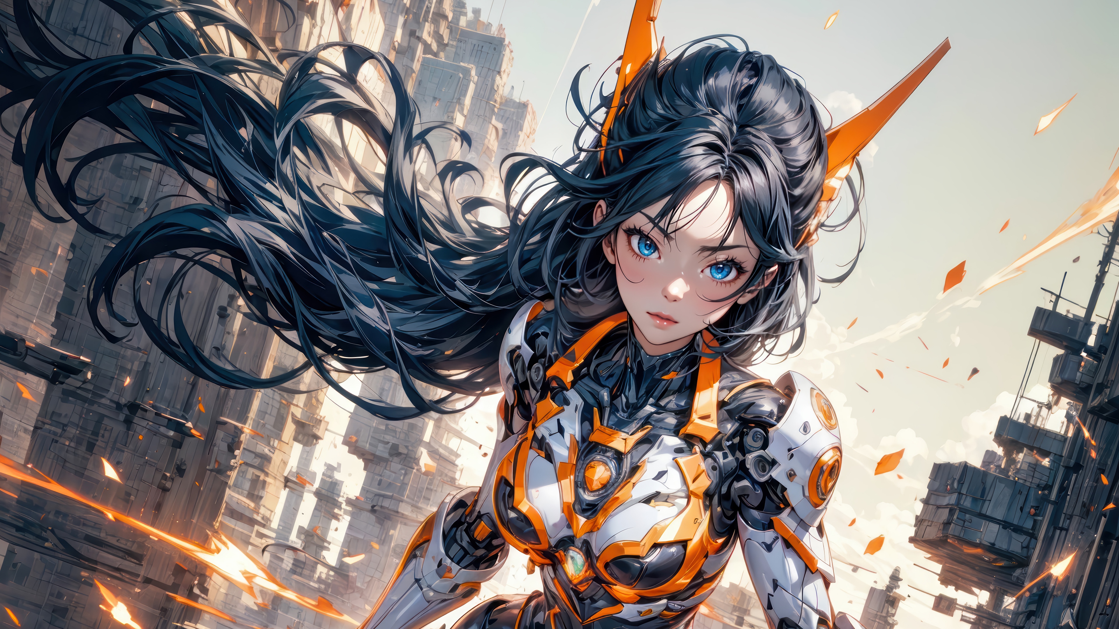 Anime Girl in Sci-Fi Armor HD Wallpaper