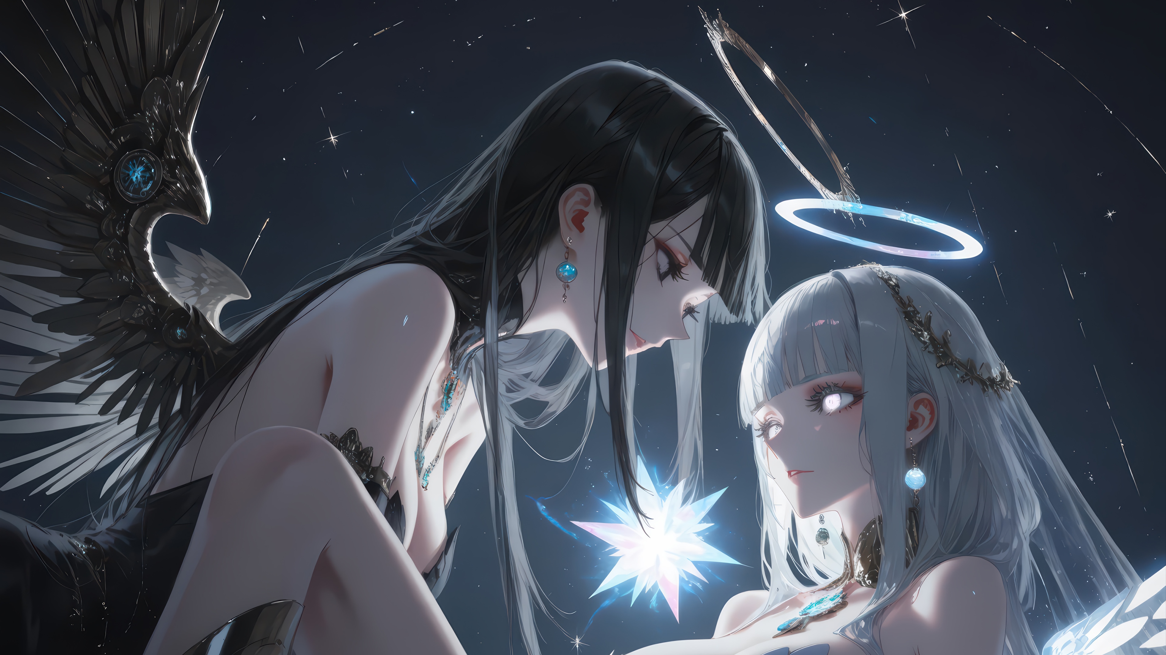 Anime Girls with Angel Wings in 4K HD Wallpaper