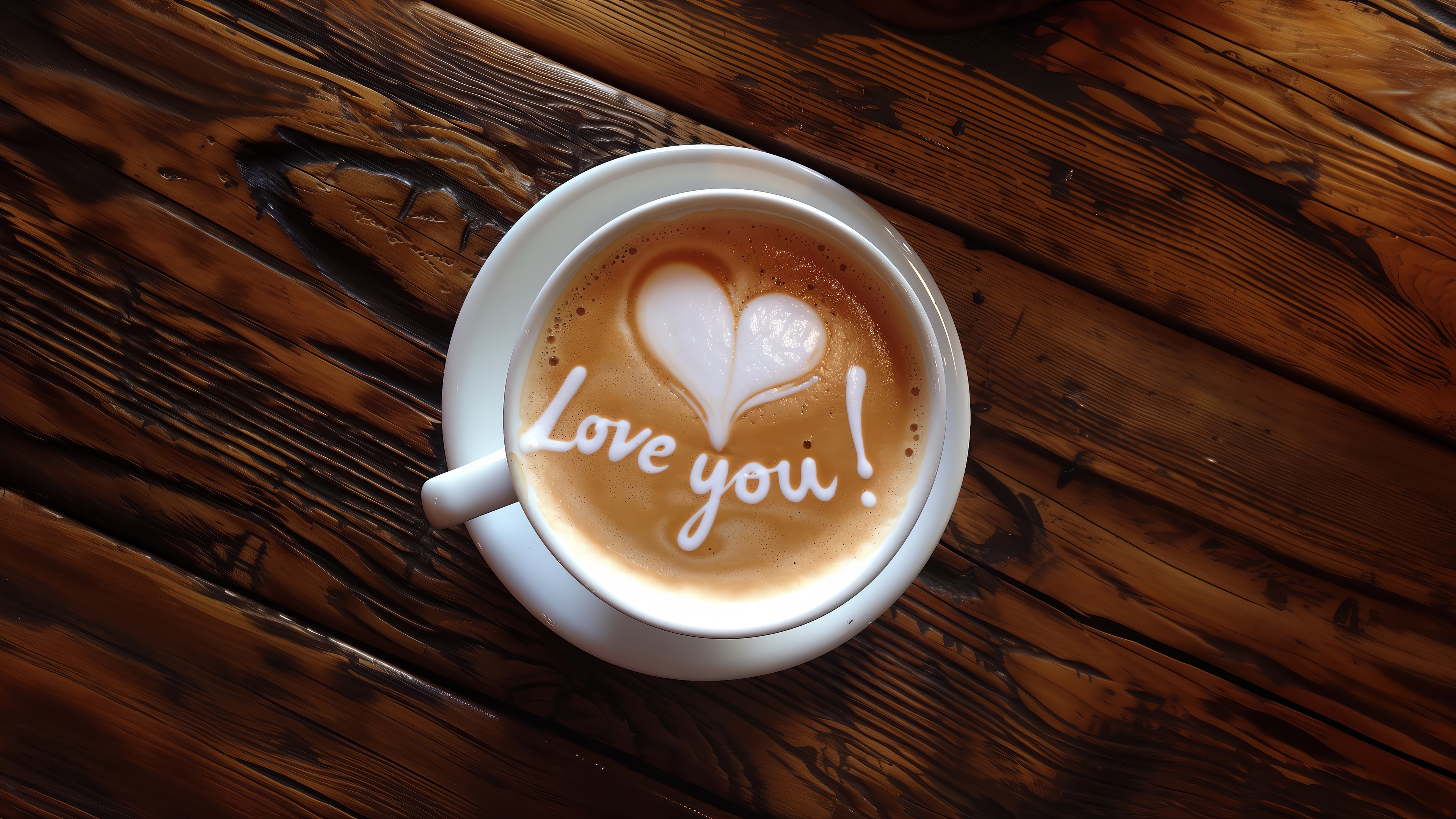Coffee with "Love you!" latte art HD Wallpaper
