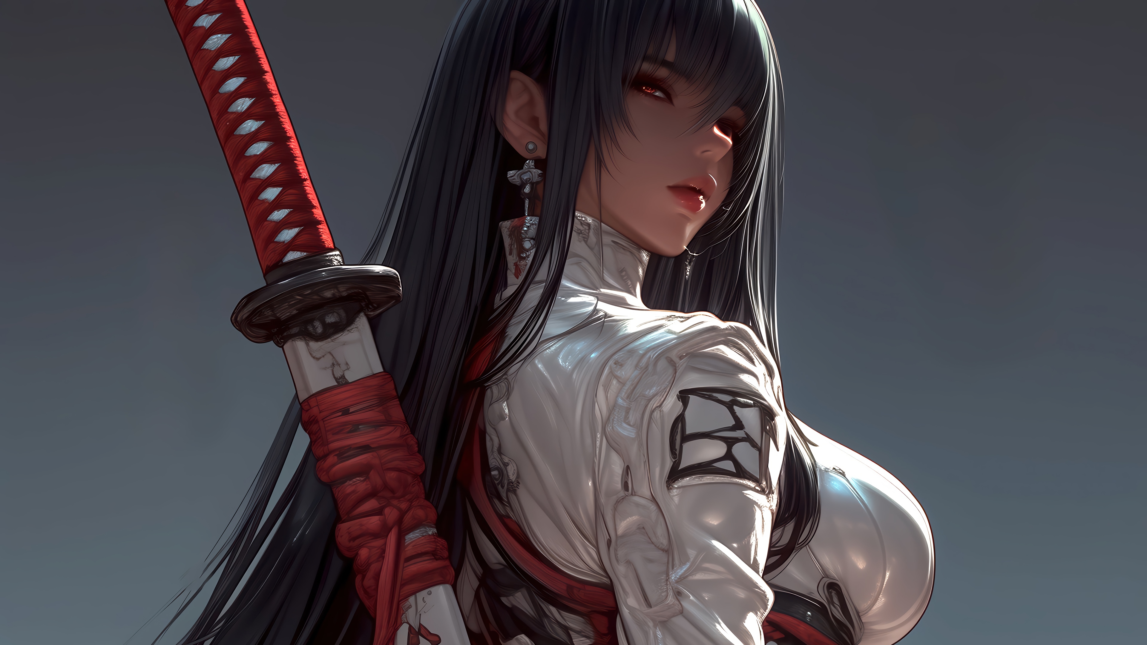 Anime Girl with Katana 4K HD Wallpaper