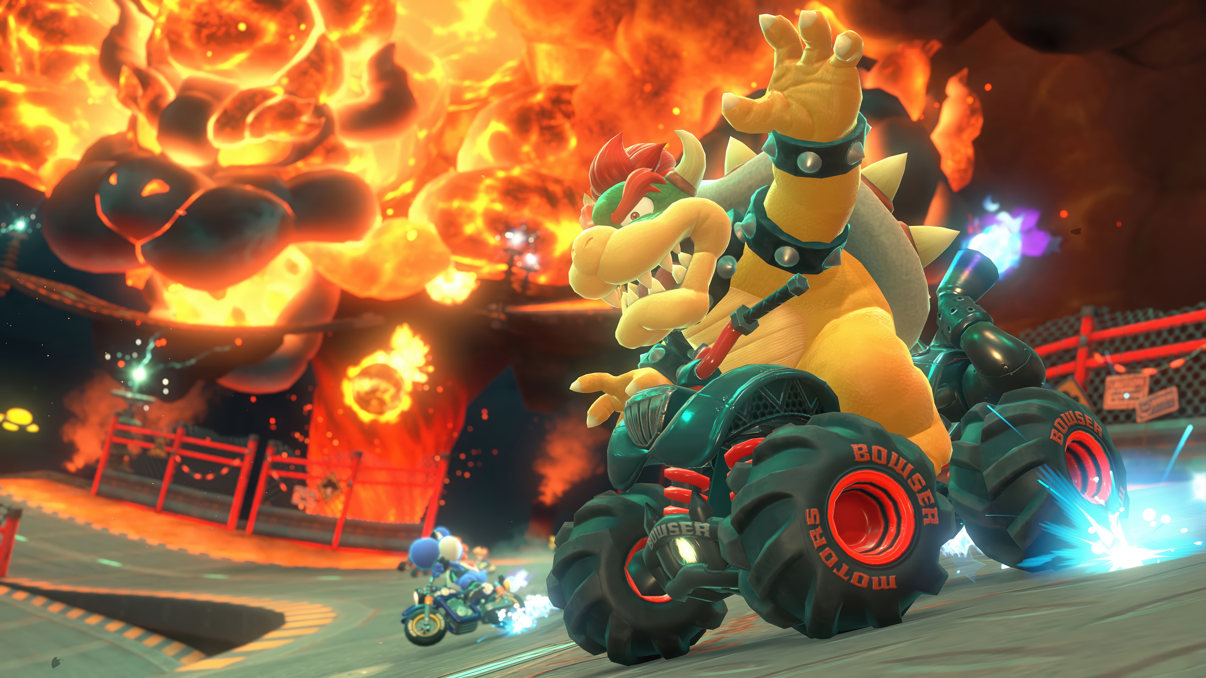 Bowser racing in Mario Kart 4K HD Wallpaper