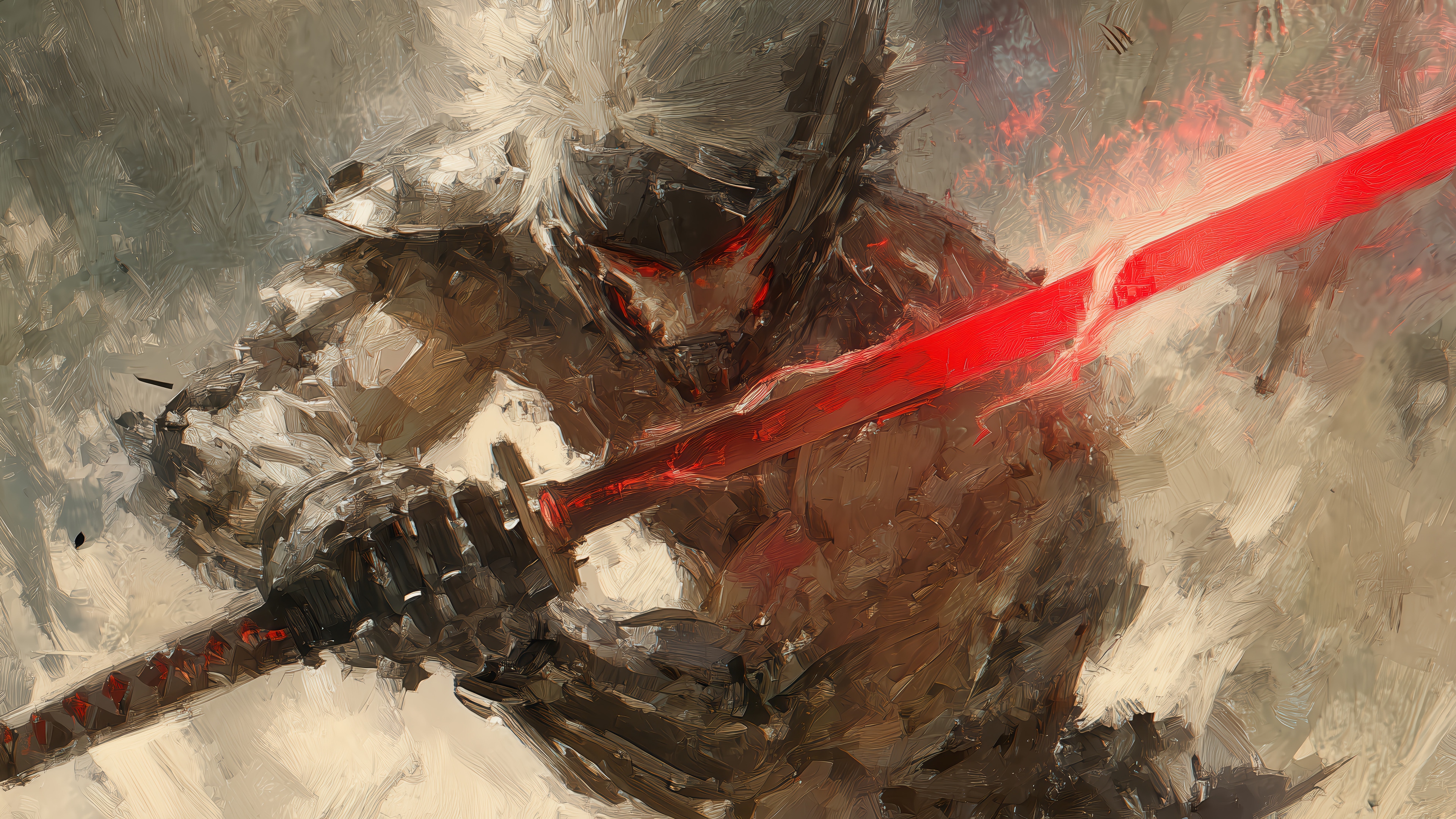 Raiden with a red sword in 4K HD Wallpaper