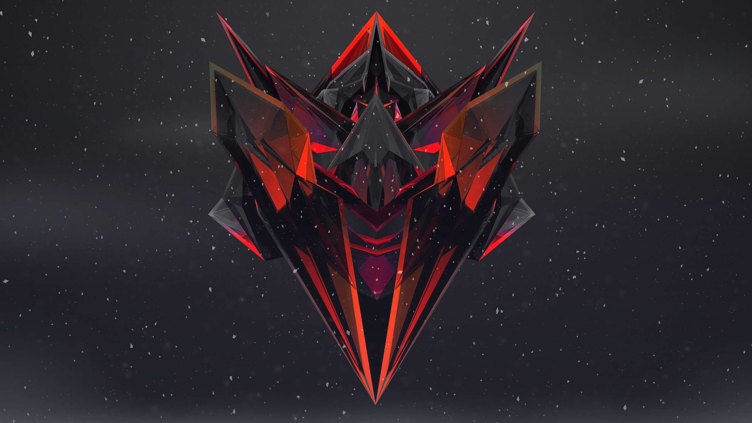 Abstract red and black geometric crystal with snow HD Wallpaper