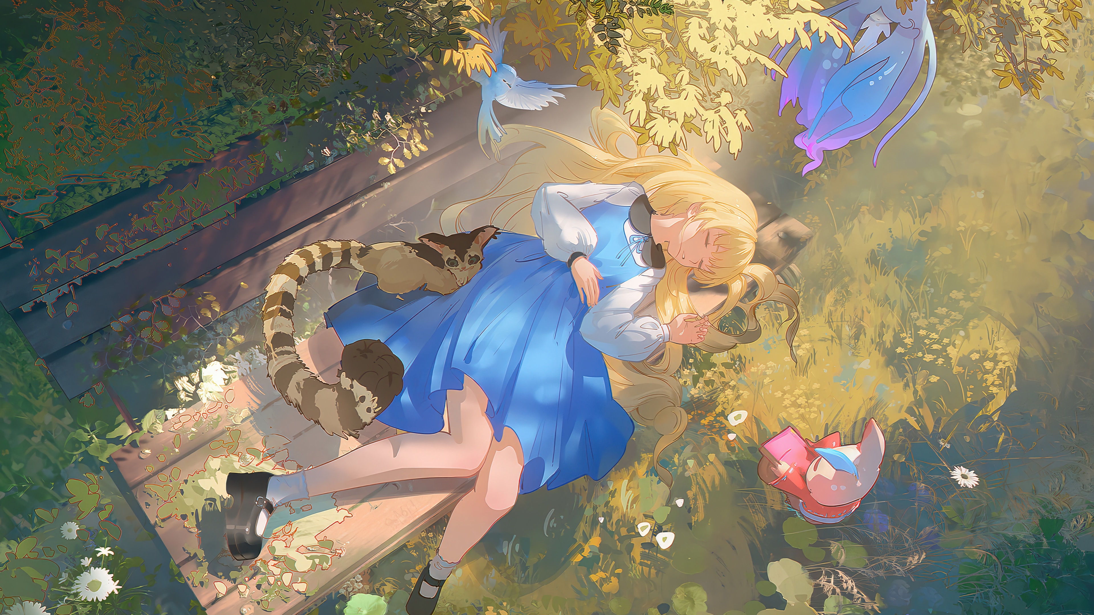 Phoebe from Wuthering Waves sleeping in a forest HD Wallpaper
