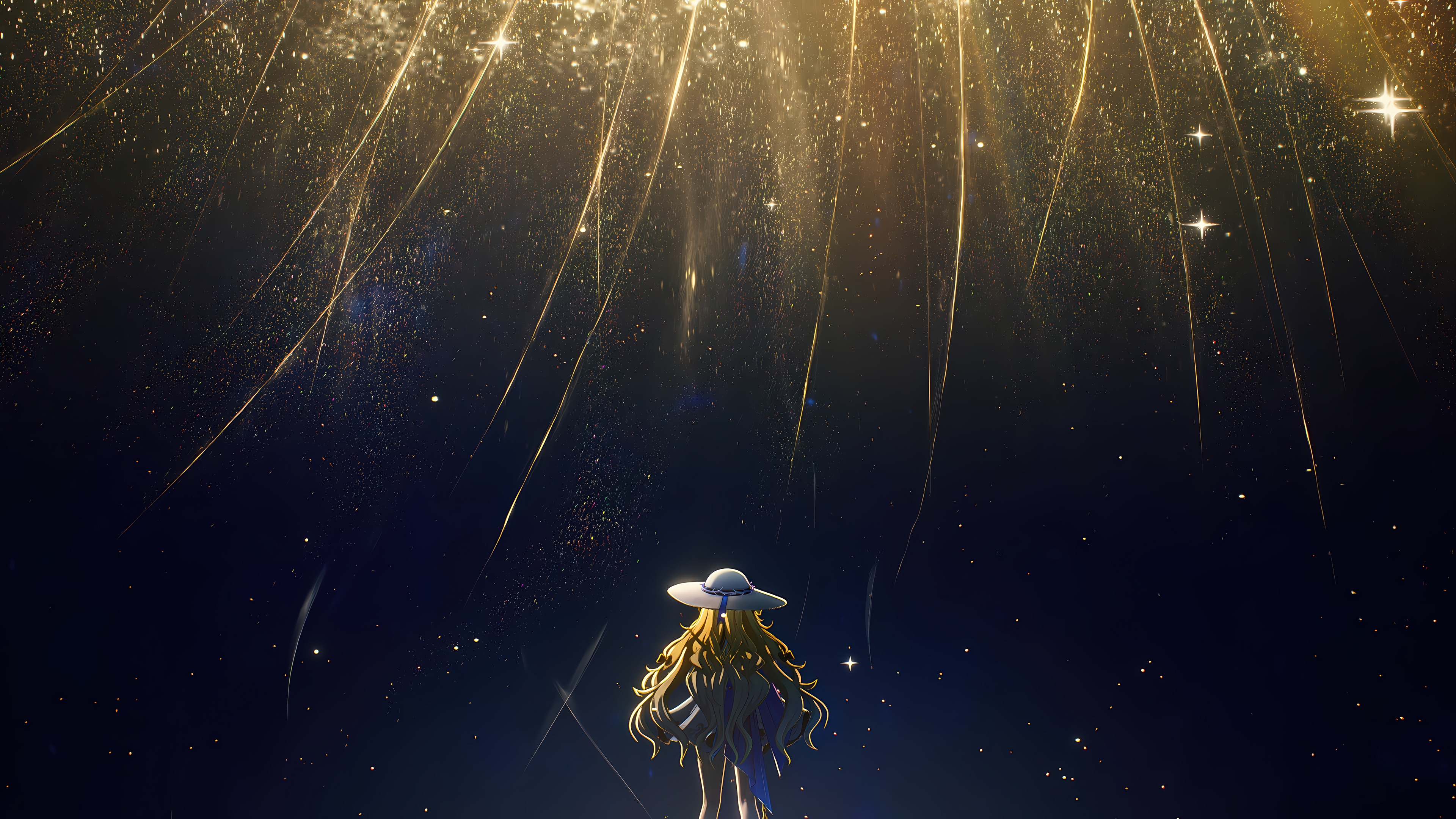 Phoebe from Wuthering Waves under a starry sky HD Wallpaper