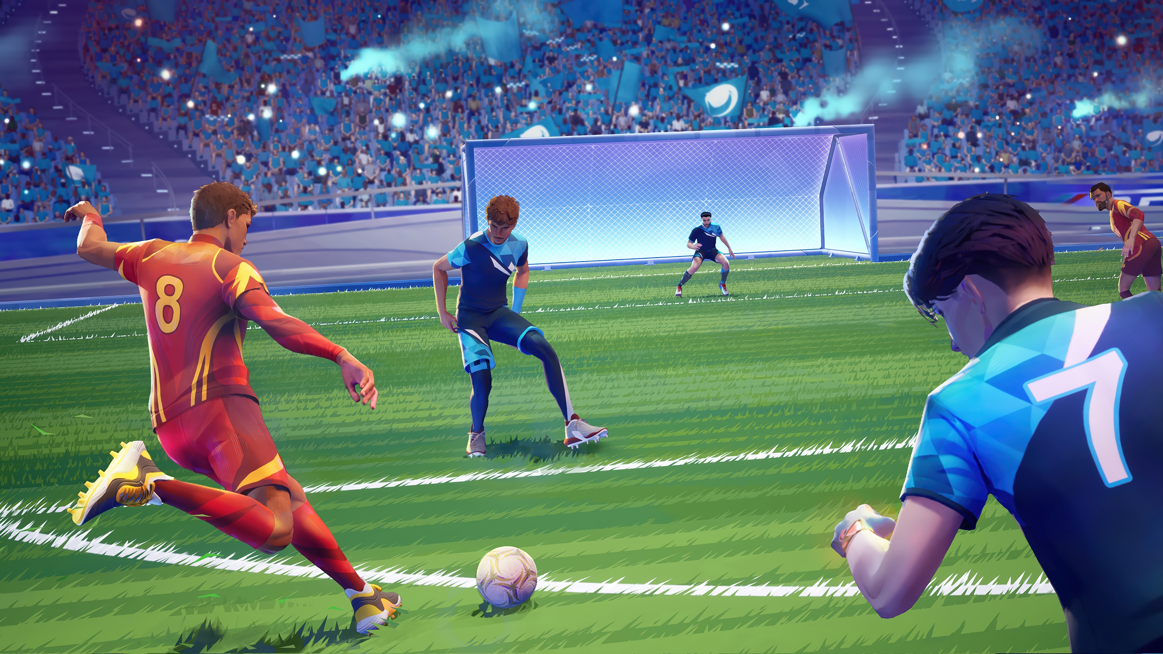 Soccer players in a stadium, 4K HD Wallpaper