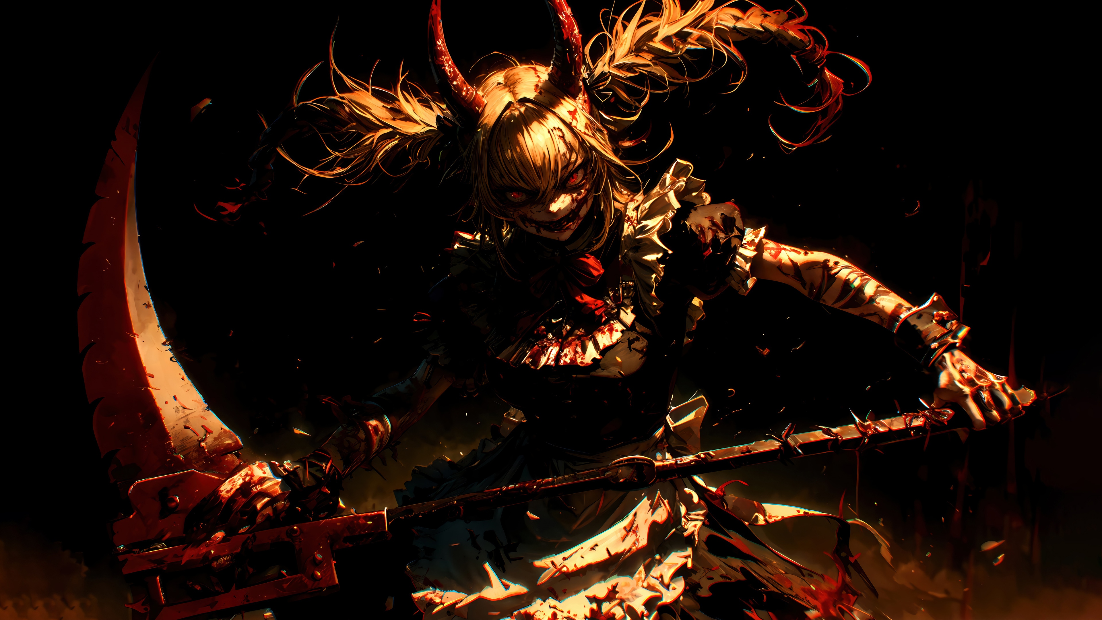 Demon Girl with Scythe 4K HD Wallpaper