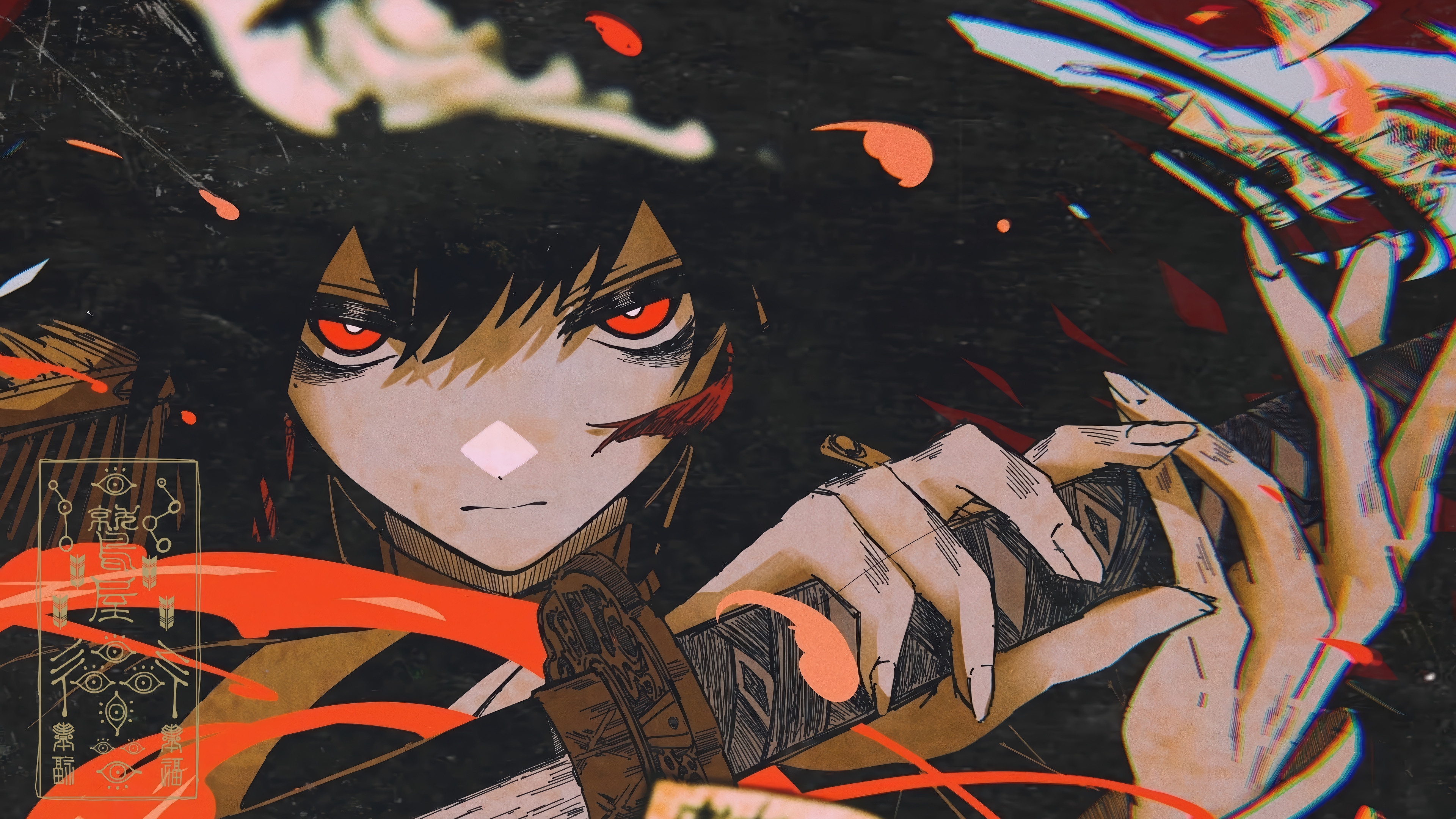Anime Girl with Red Eyes and Katana 4K HD Wallpaper
