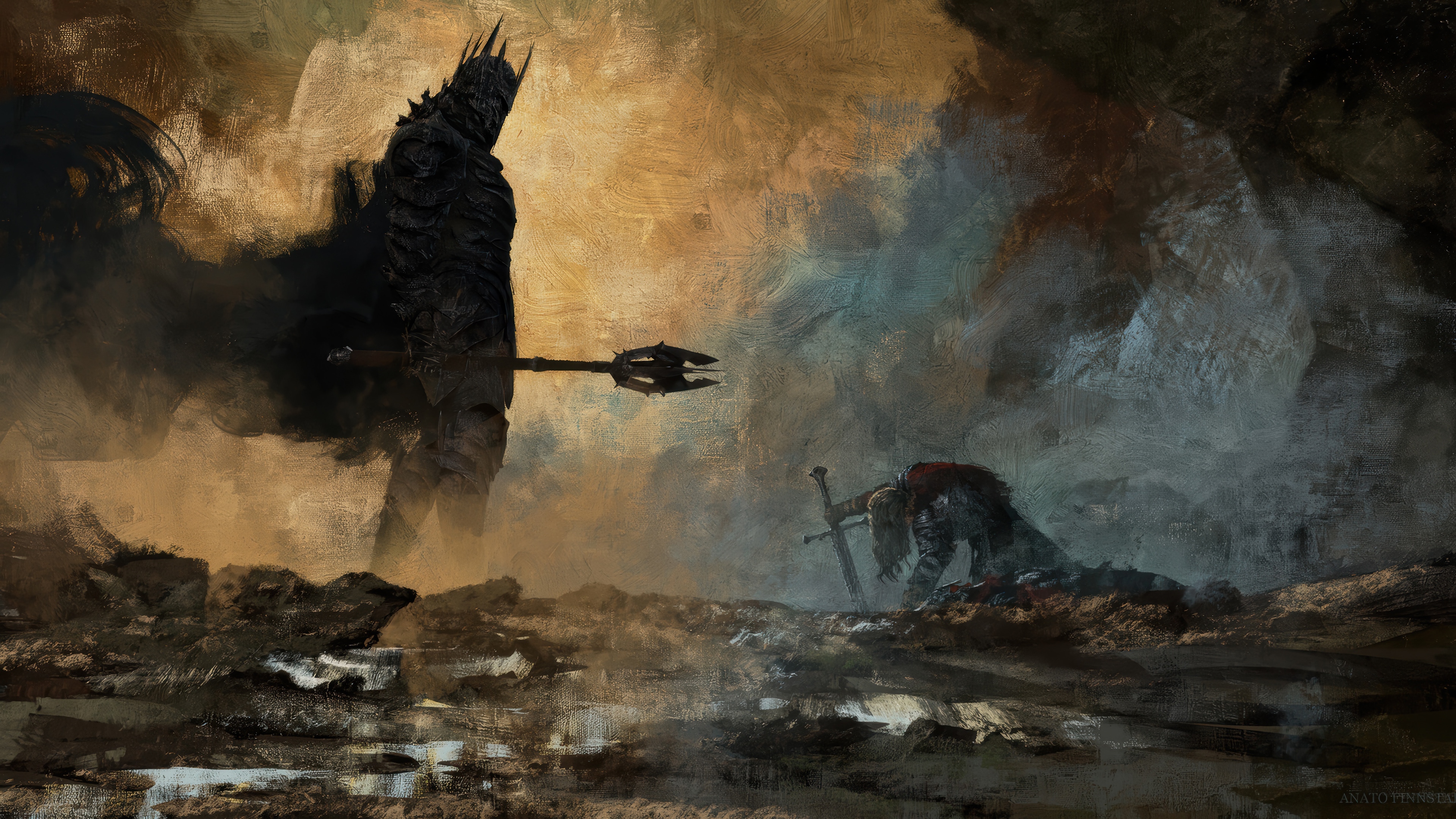 Sauron and a fallen warrior in The Lord of the Rings 4K HD Wallpaper