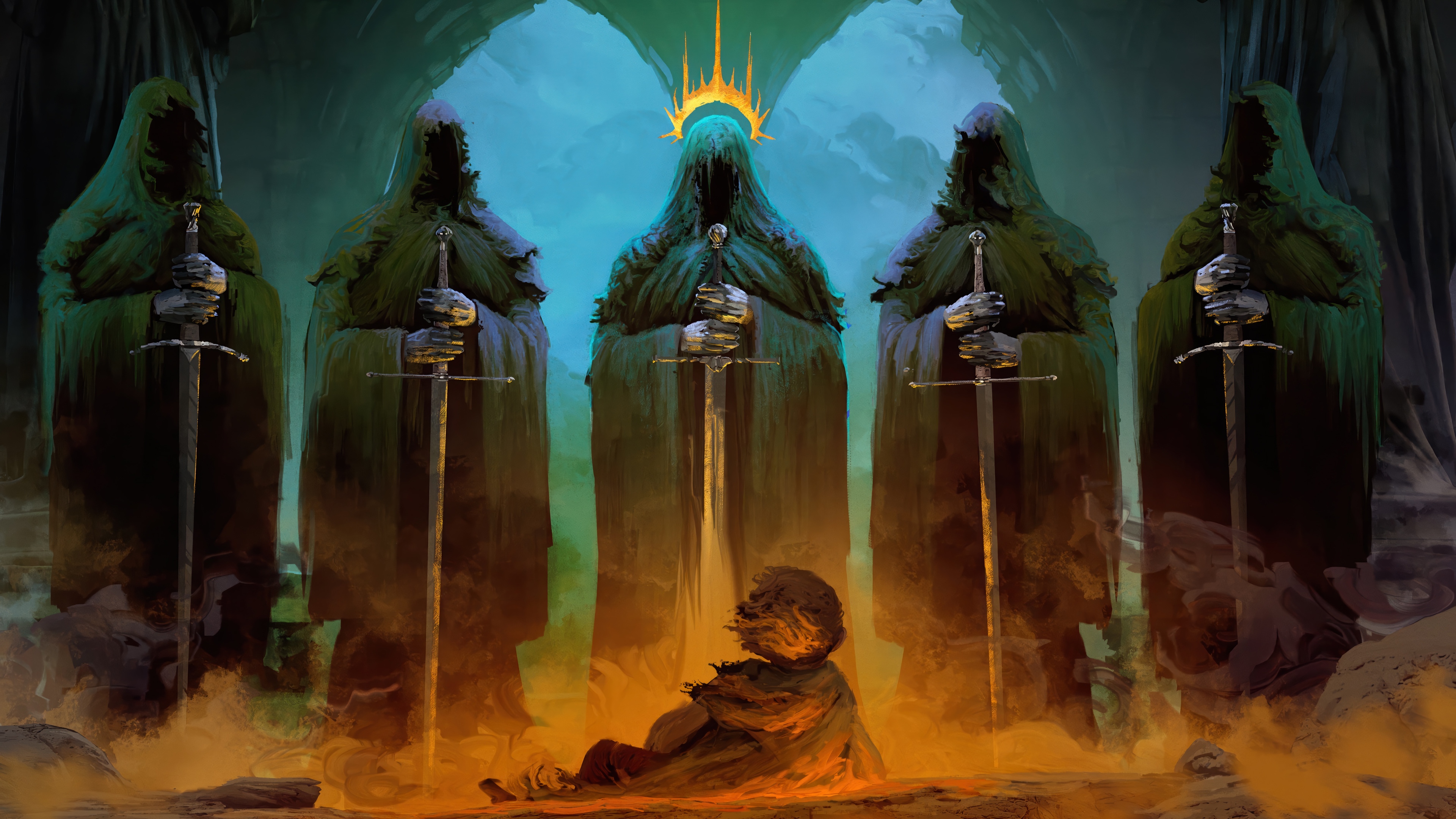 Nazgul with a child in a cave 4K HD Wallpaper