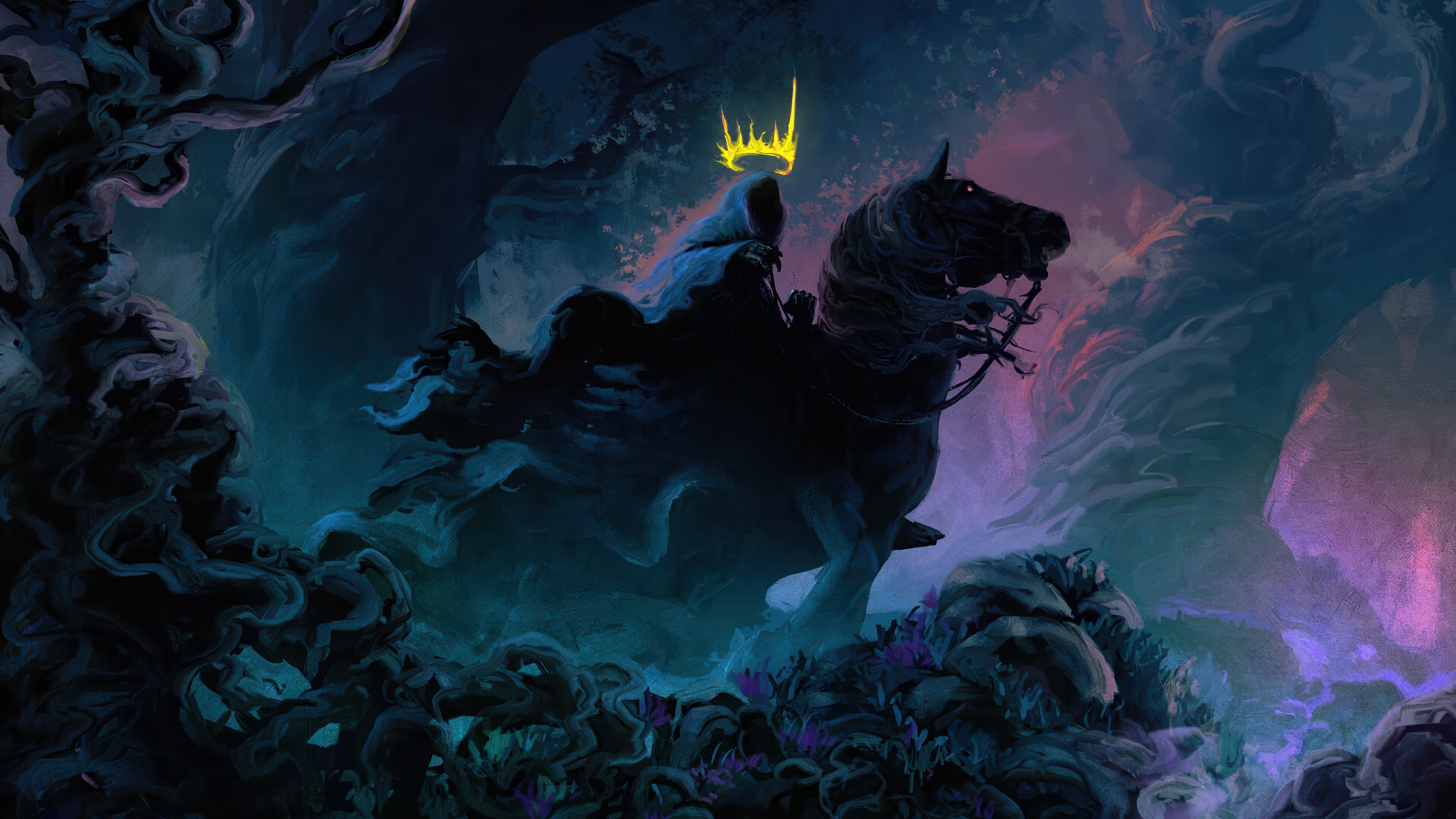 Nazgul on horseback with a golden crown HD Wallpaper
