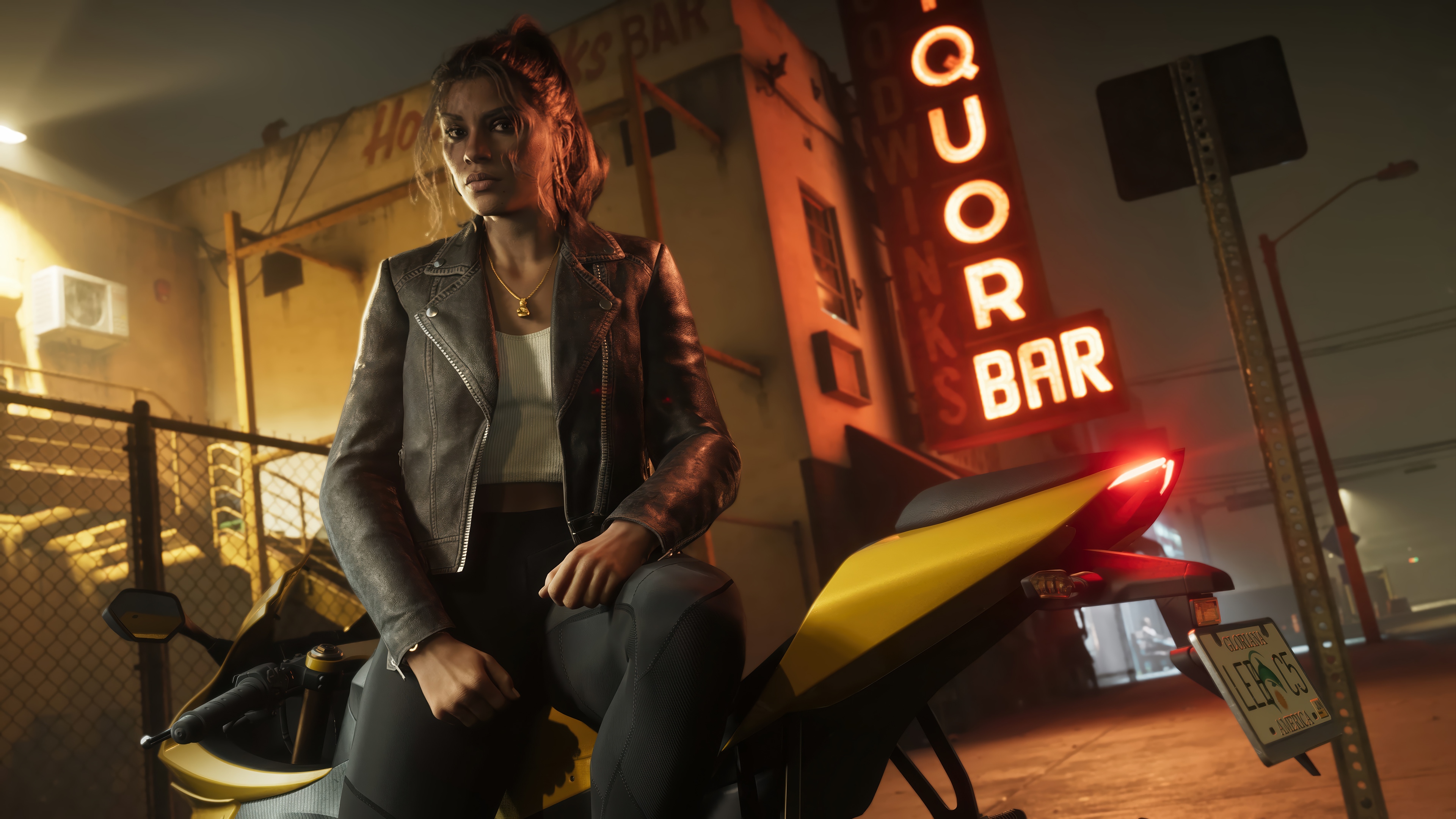 Lucia Caminos from Grand Theft Auto 6 on a motorcycle HD Wallpaper