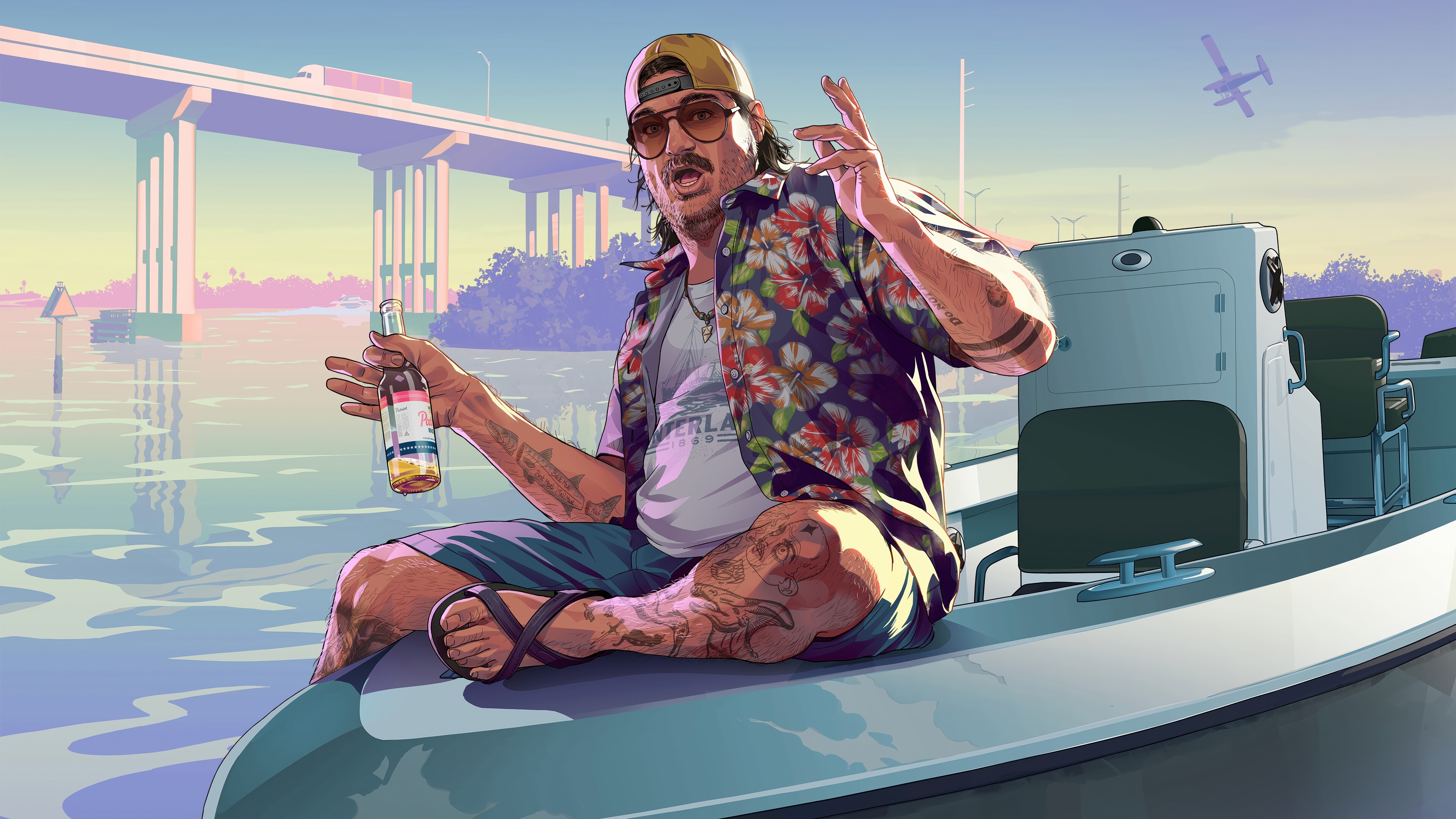 Grand Theft Auto 6: Cal Hampton on a Boat HD Wallpaper