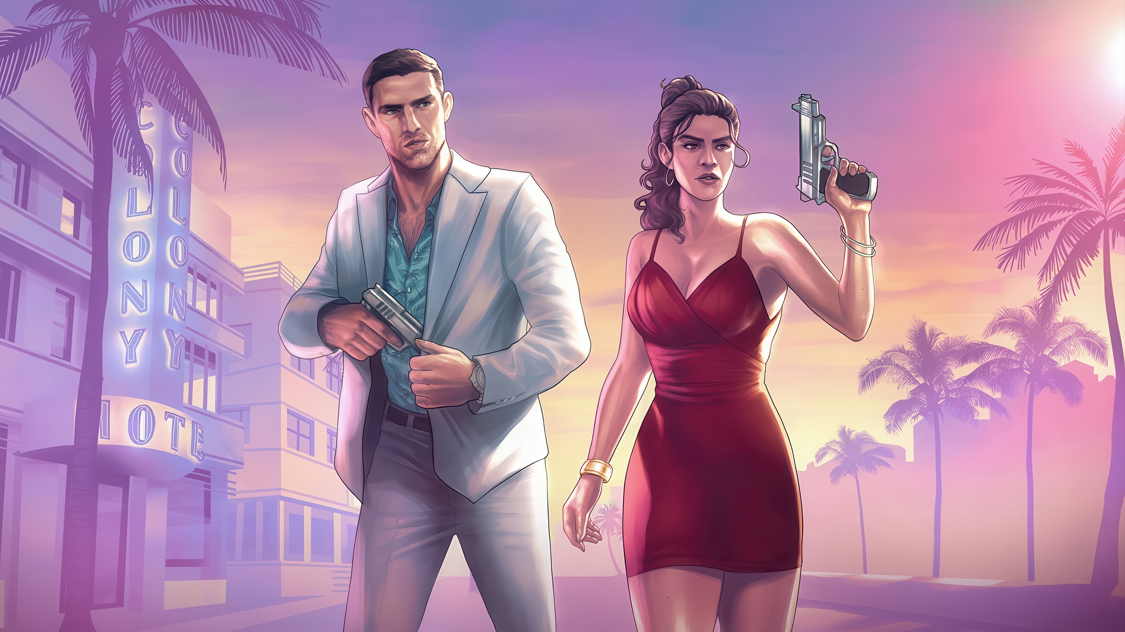 Jason Duval and Lucia Caminos in GTA 6 4K HD Wallpaper