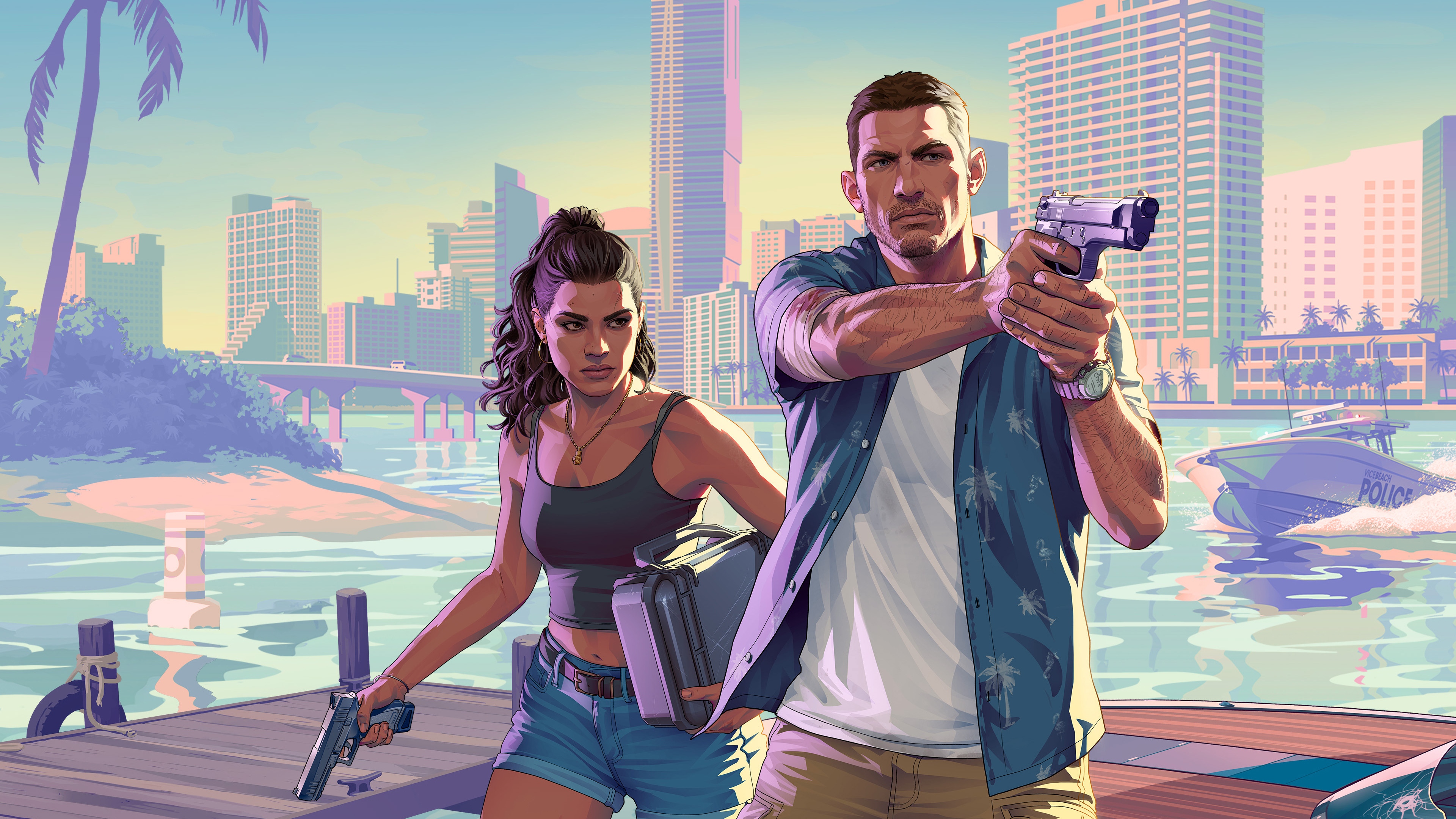Grand Theft Auto 6: Jason and Lucia with Guns HD Wallpaper