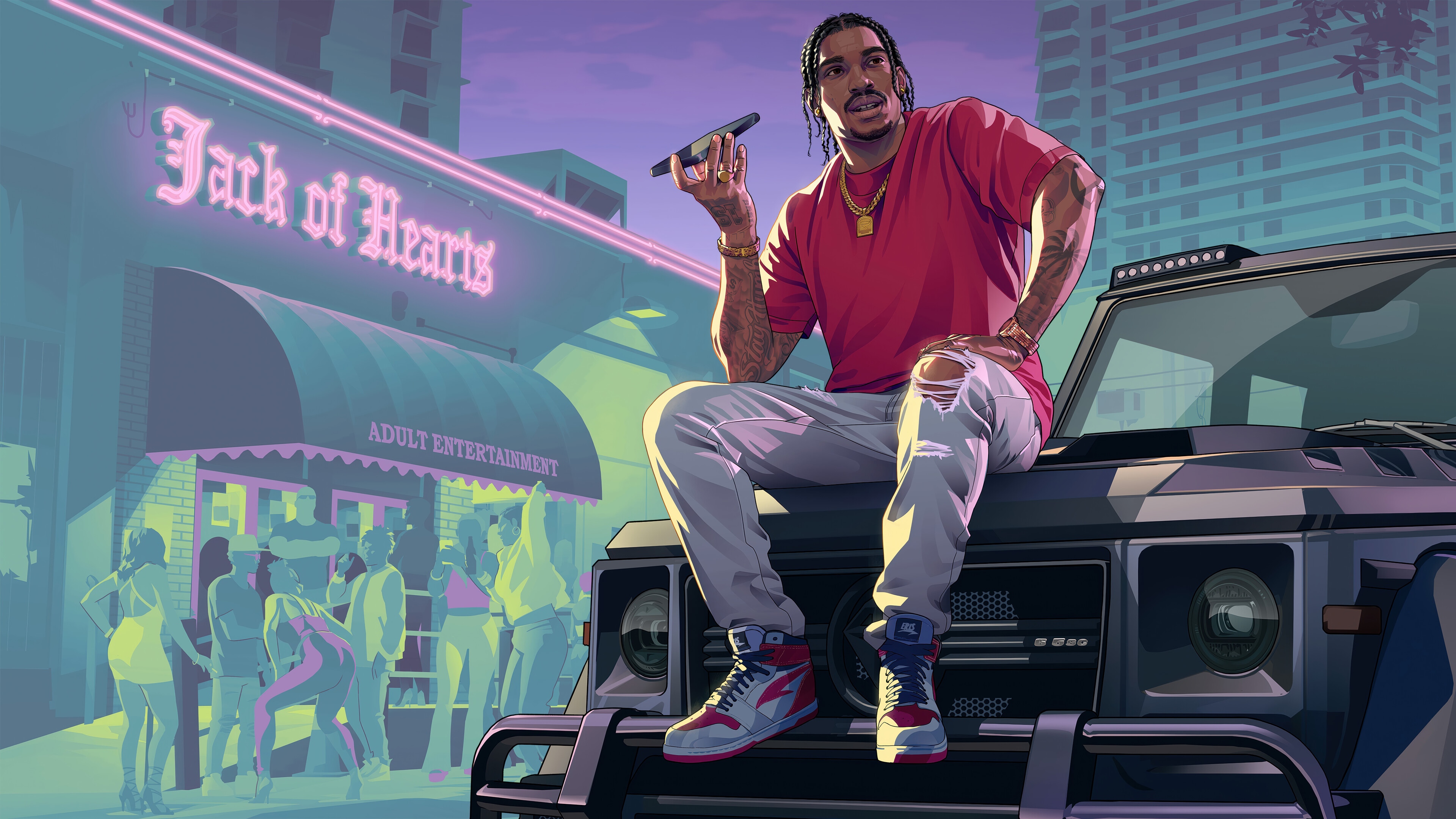 GTA 6: DreQuan Priest sitting on a car HD Wallpaper