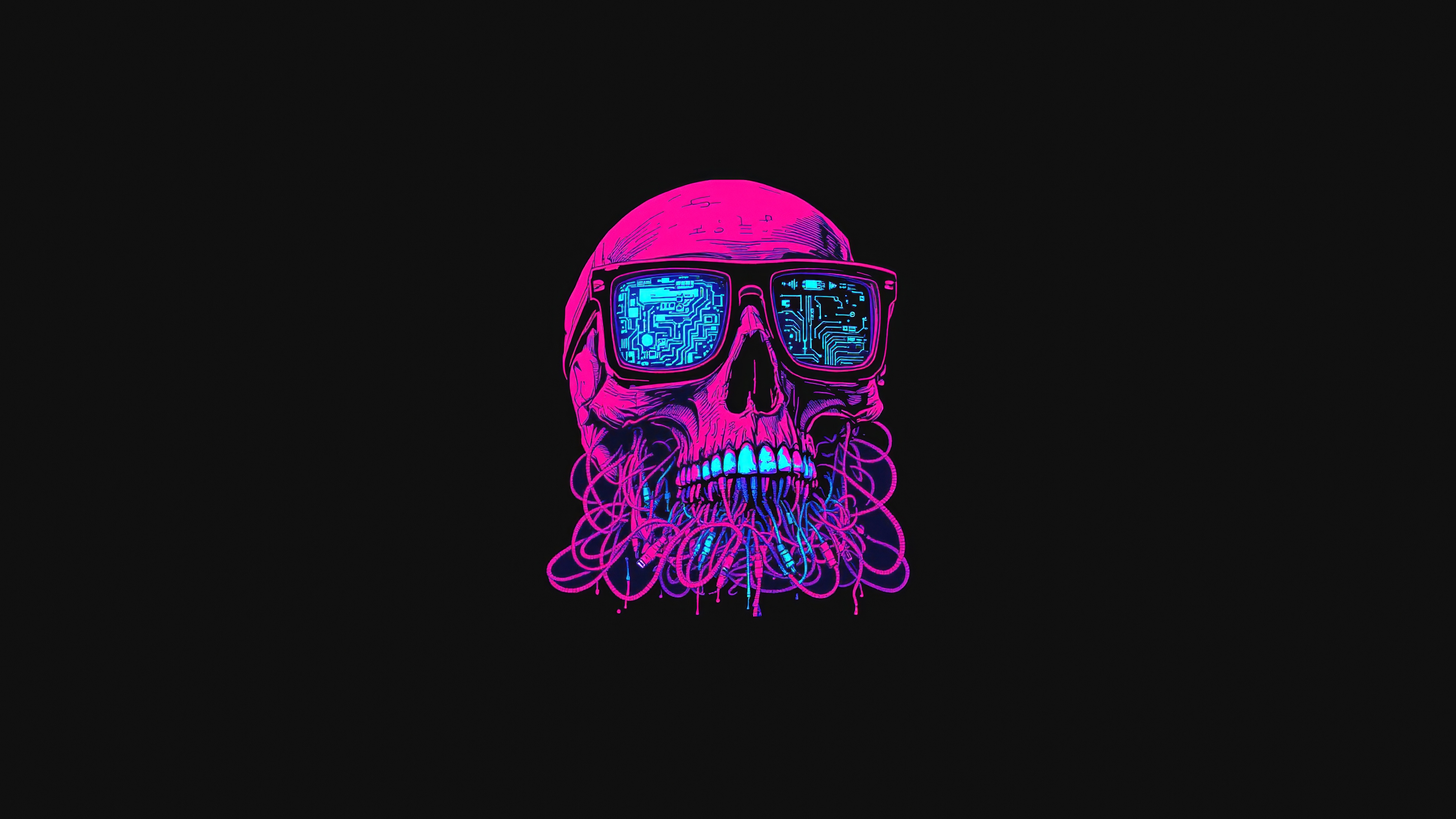 Sci-Fi Skull with Circuit Board Glasses 4K HD Wallpaper