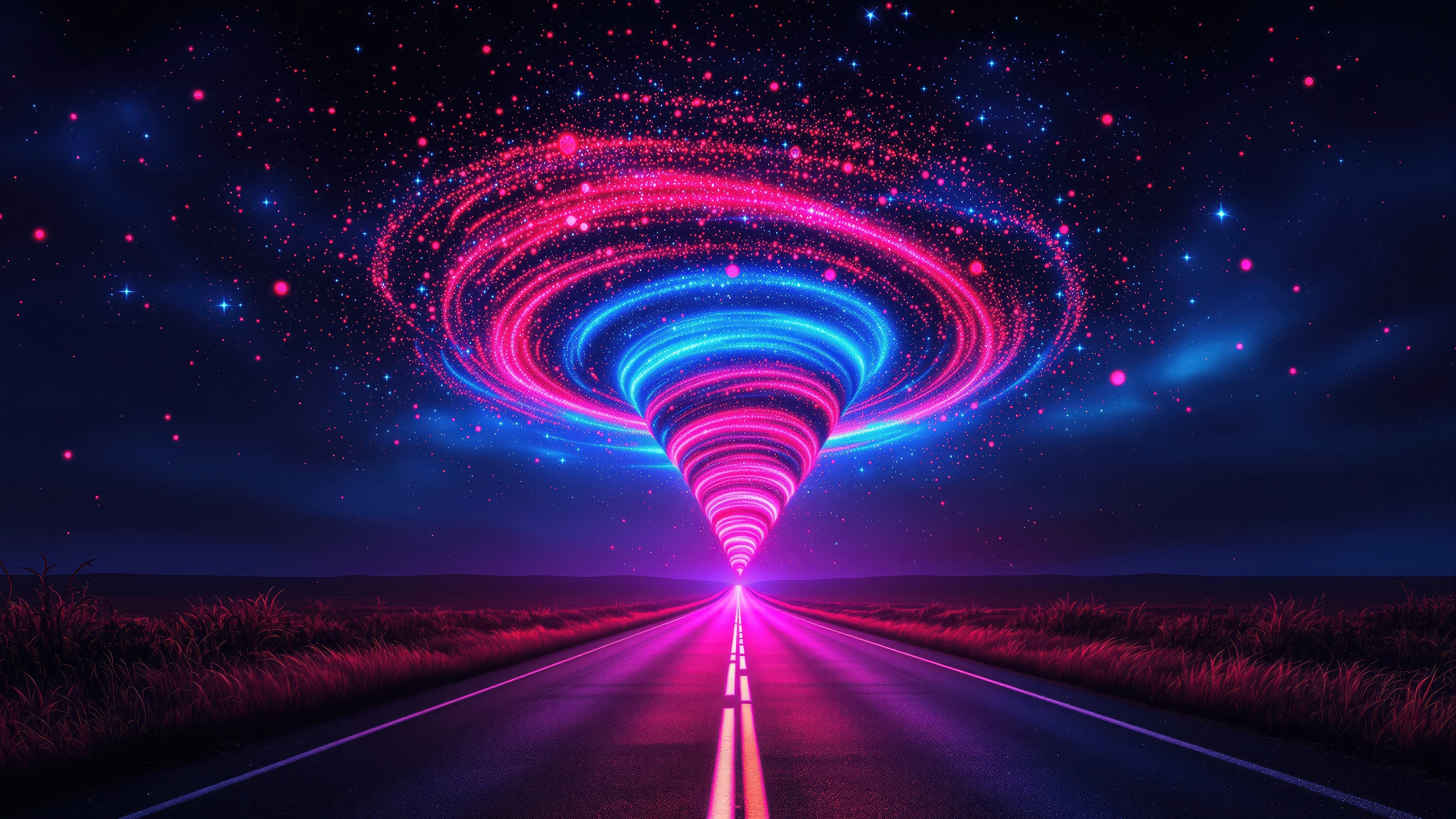 Colorful Tornado Particle Street Digital Art 4K HD Wallpaper