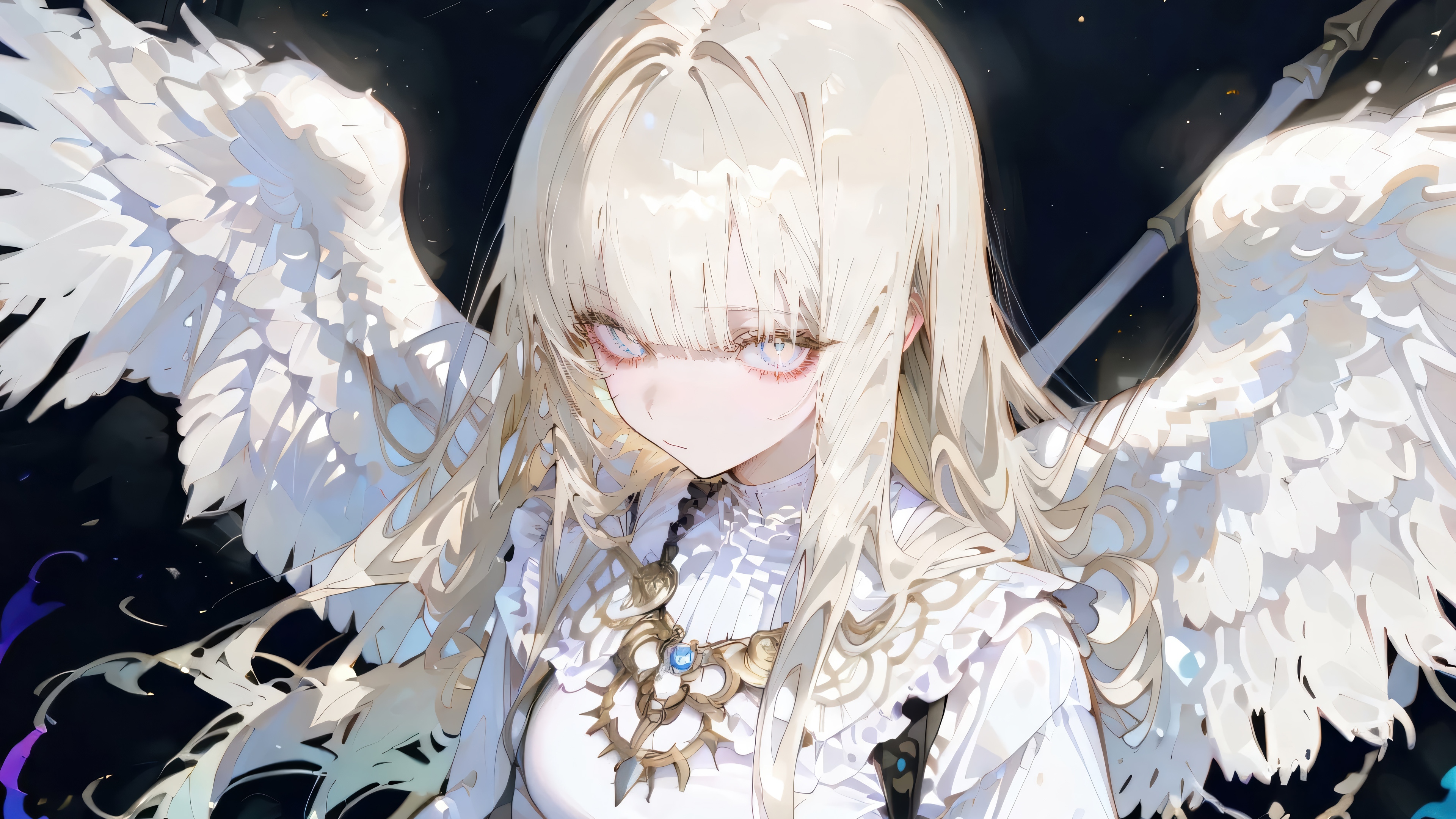 Anime Angel Girl with Blonde Hair and Wings 4K HD Wallpaper