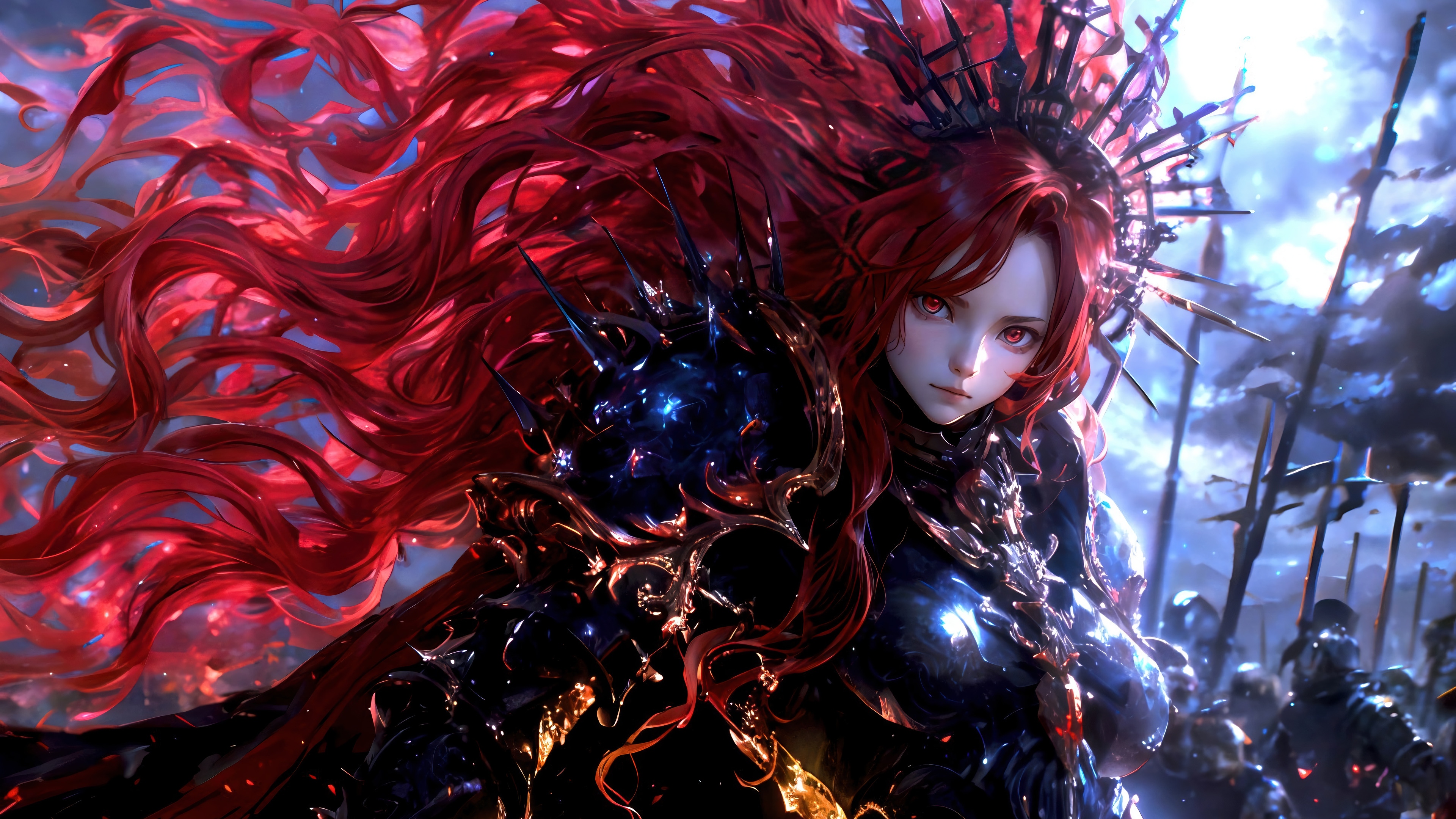 Fantasy Warrior Girl with Red Hair in 4K HD Wallpaper