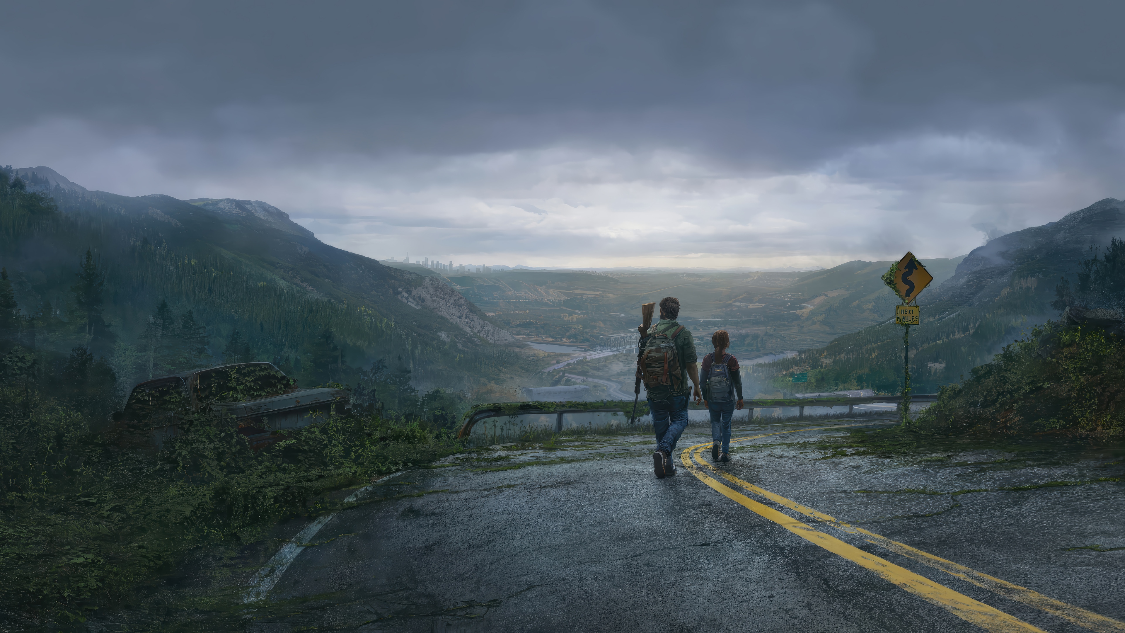 The Last of Us: Joel and Ellie on a Road HD Wallpaper