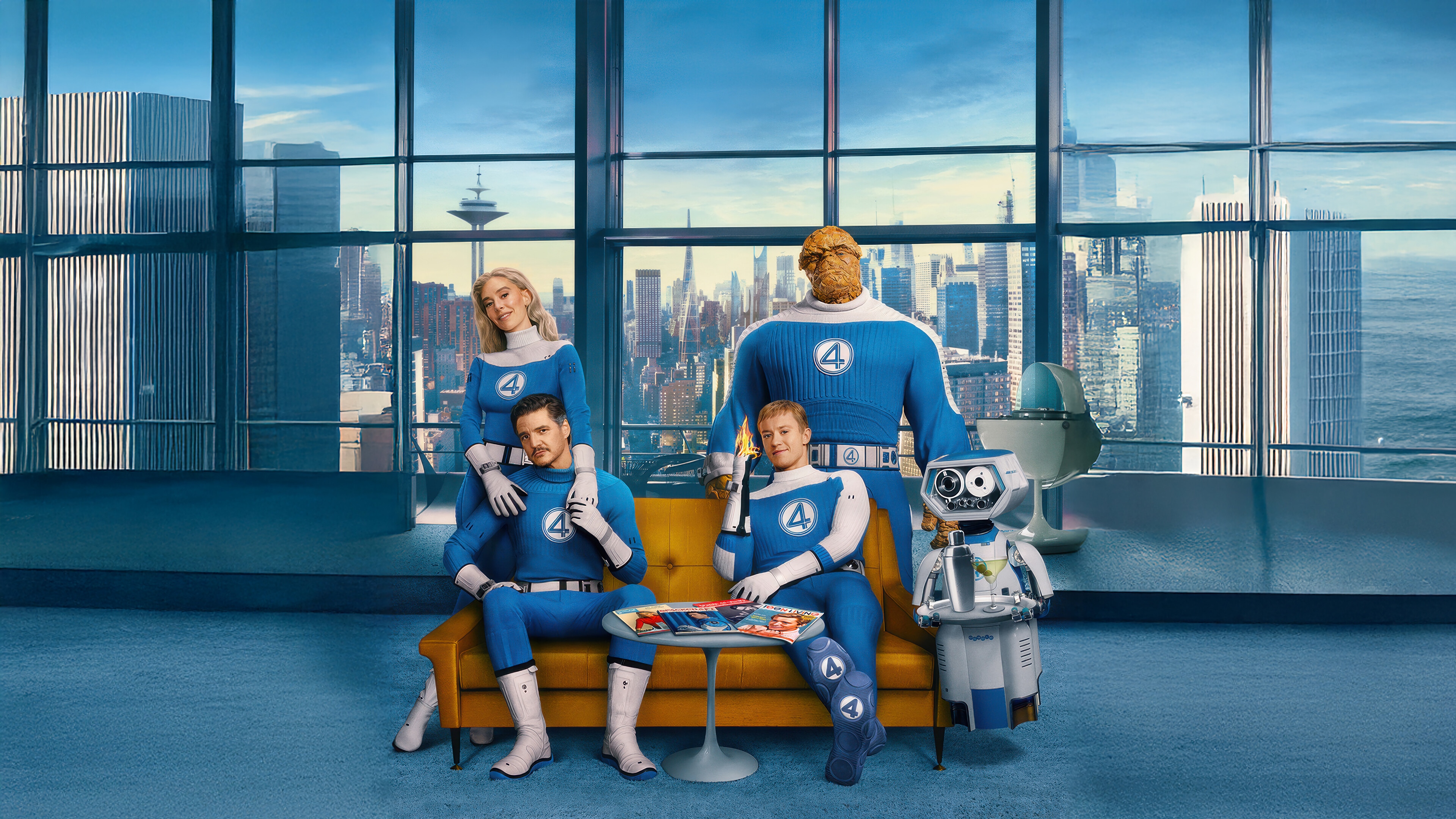 The Fantastic Four in their blue suits HD Wallpaper