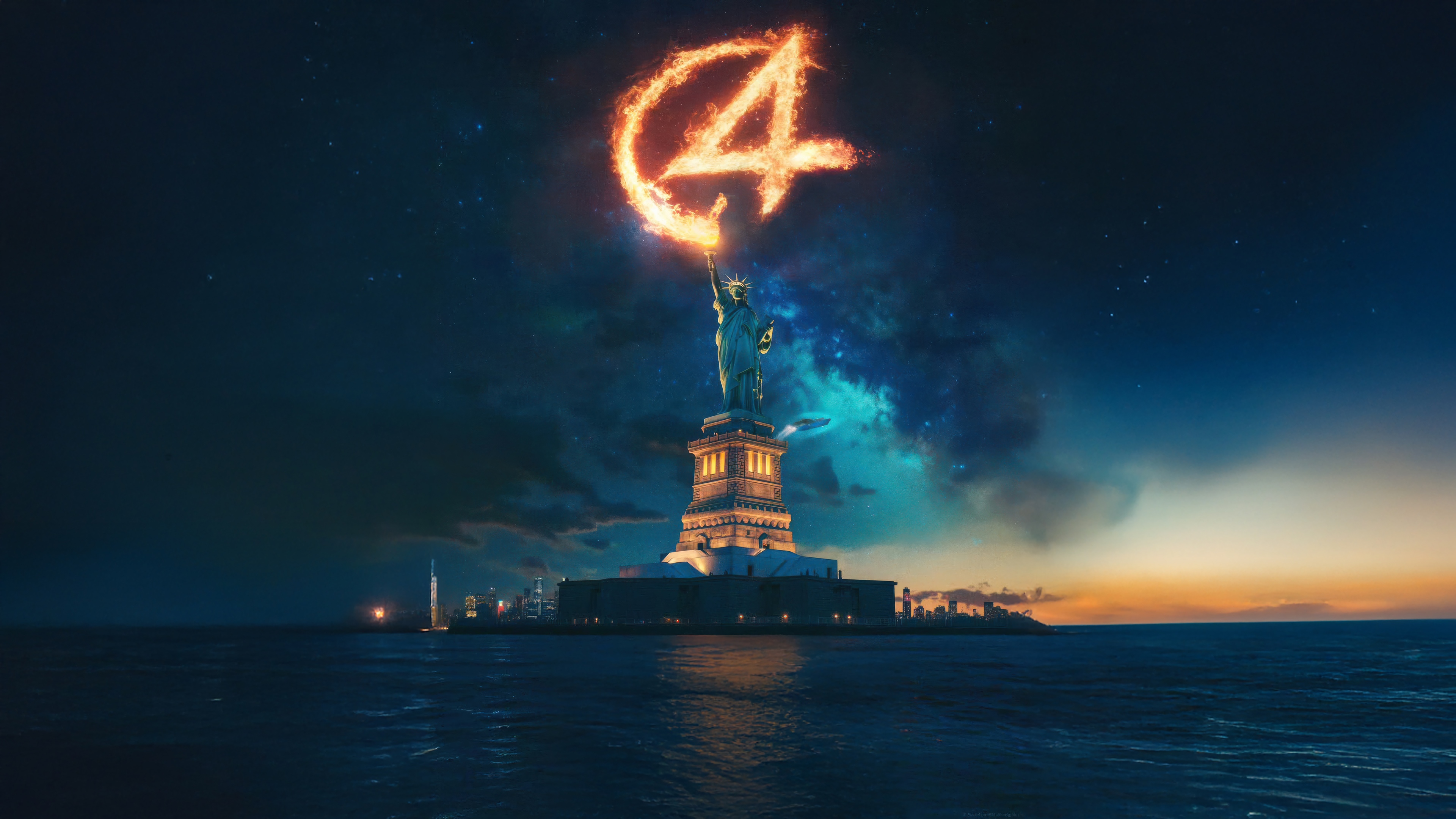 Fantastic Four Statue of Liberty Marvel 4K HD Wallpaper