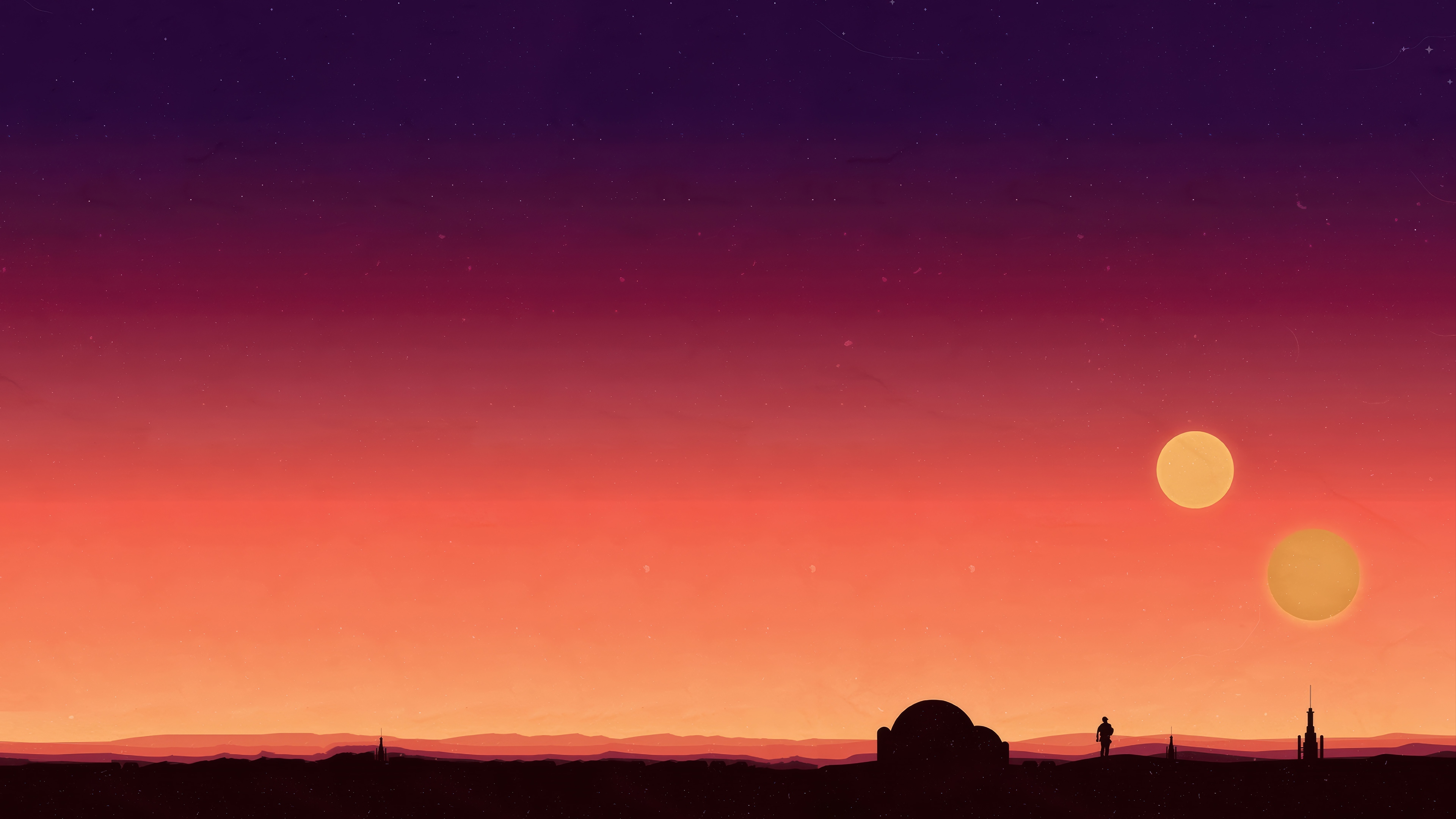 Star Wars Tatooine Minimalist 4K HD Wallpaper