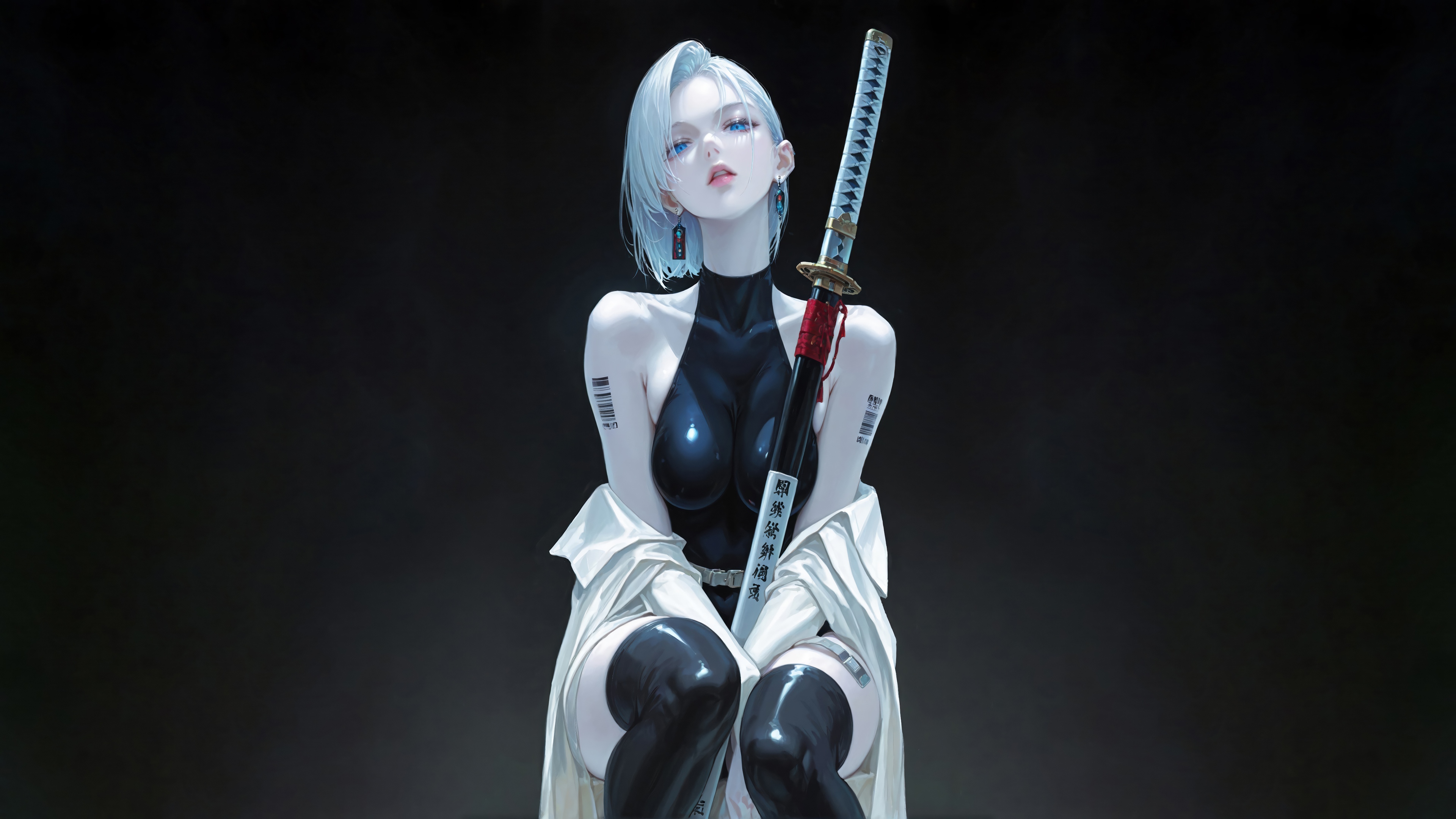 Anime Girl with Katana 4K HD Wallpaper